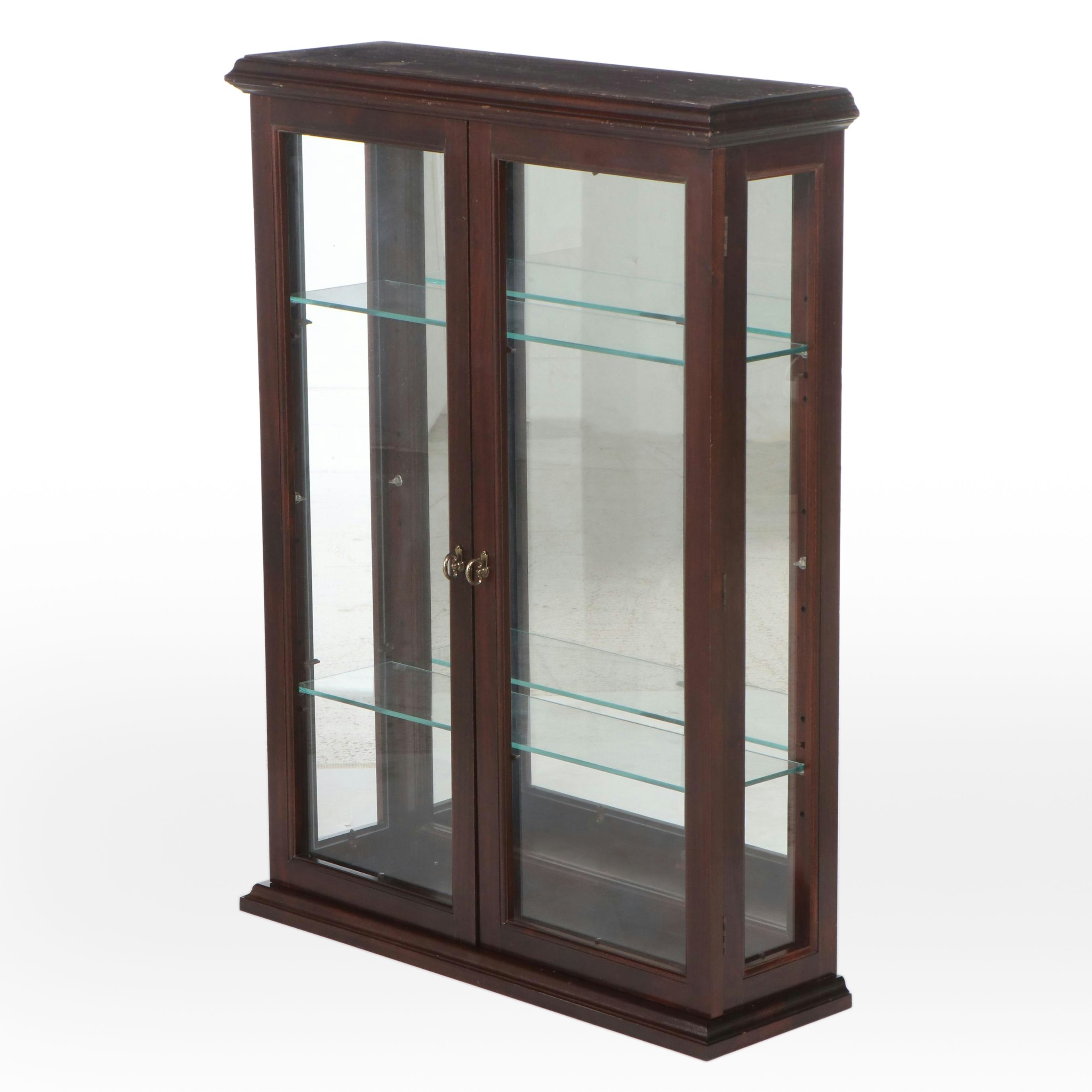 Mahogany Finish Wall Hanging Display Cabinet
