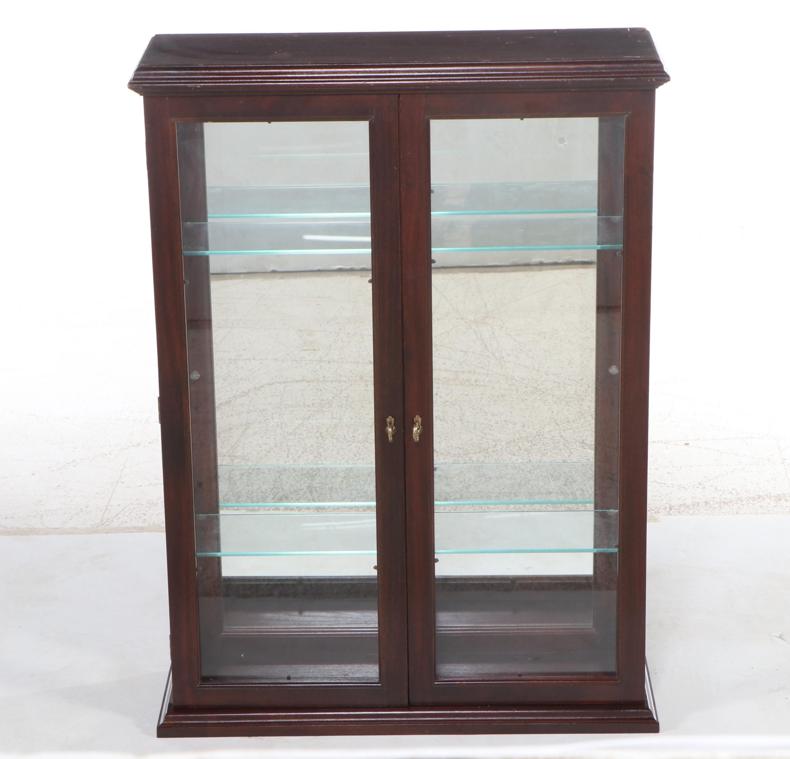 Mahogany Finish Wall Hanging Display Cabinet