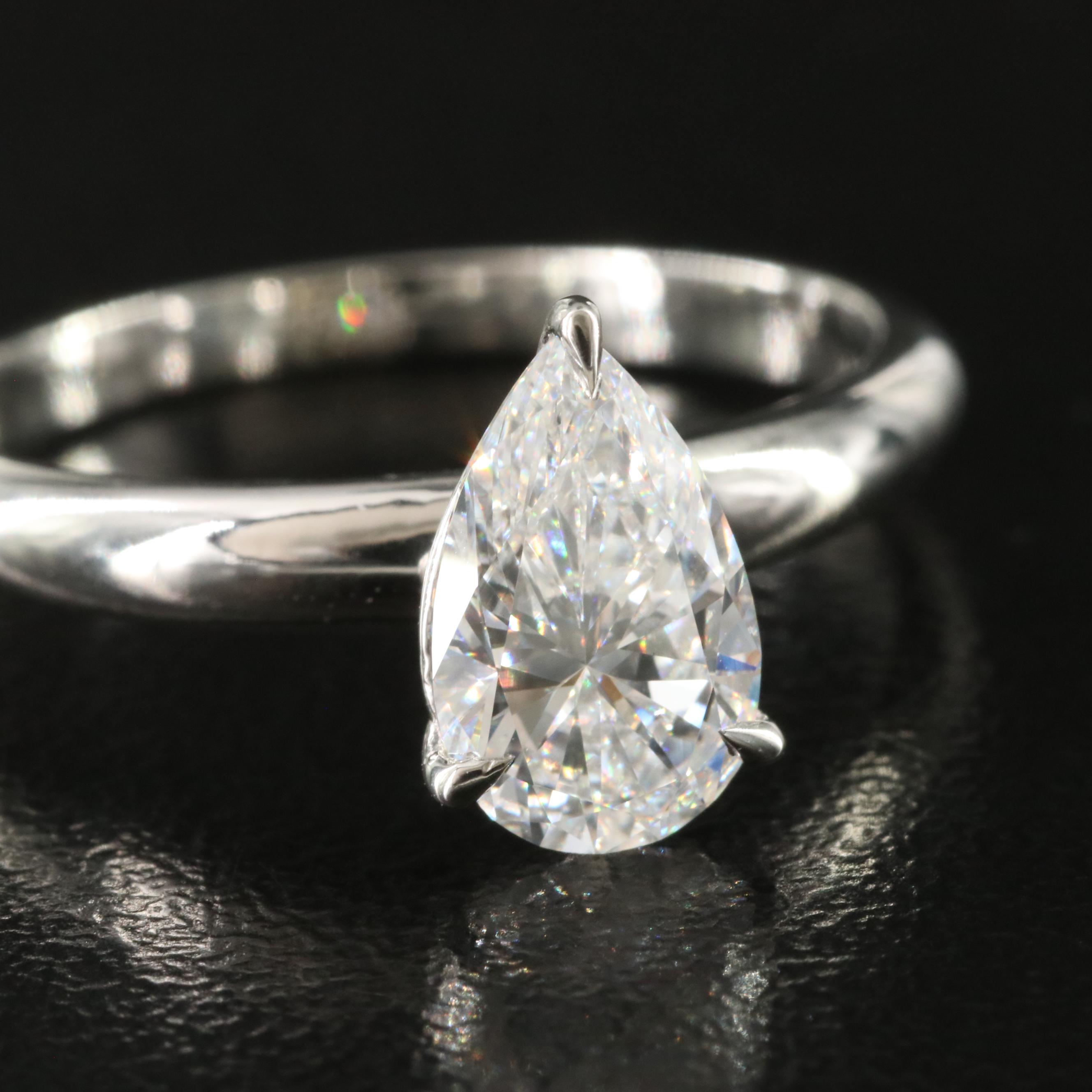 Platinum 1.13 CT Lab Grown Diamond Solitaire Ring