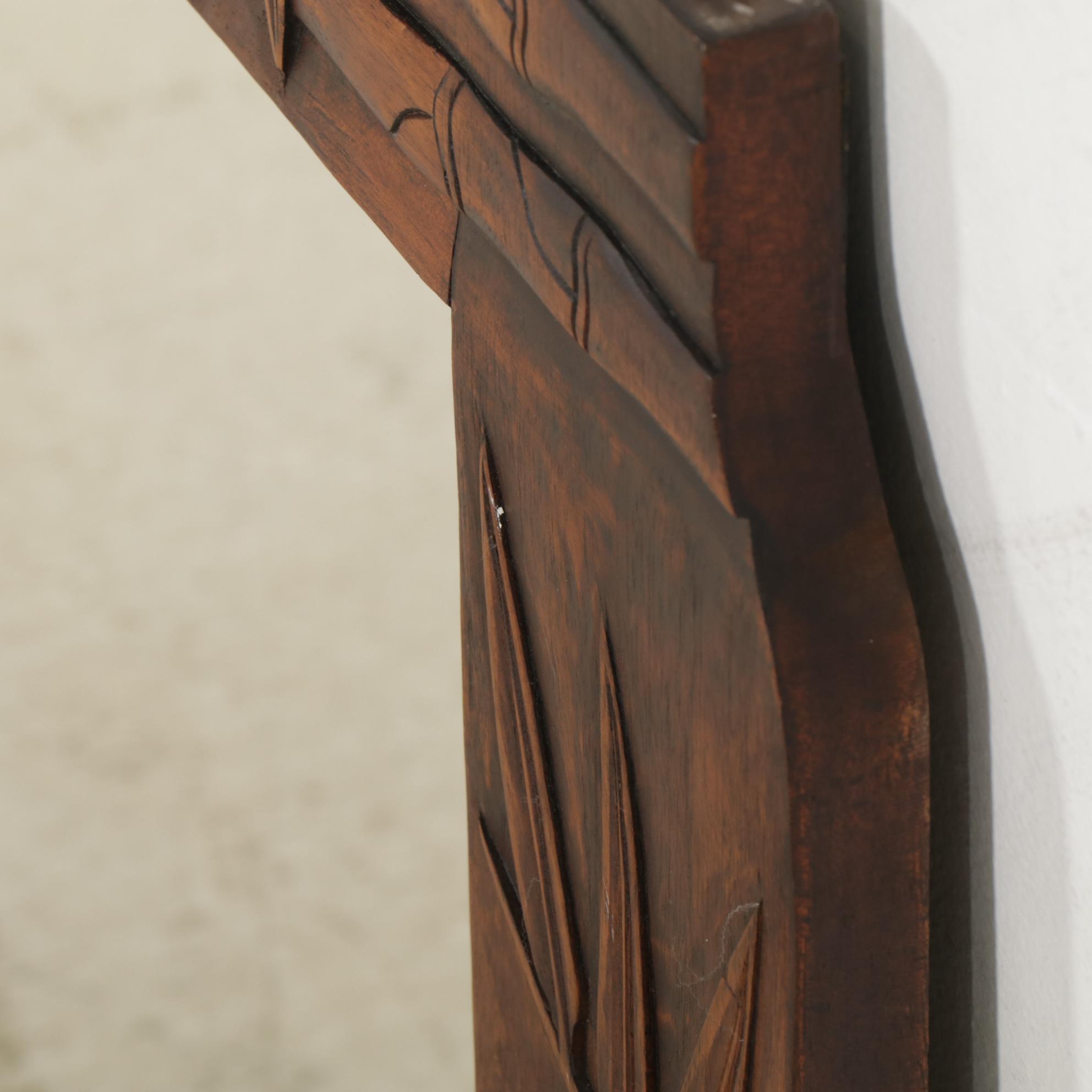 Bamboo-Form Carved Wood Wall Mirror, Late 20th Century