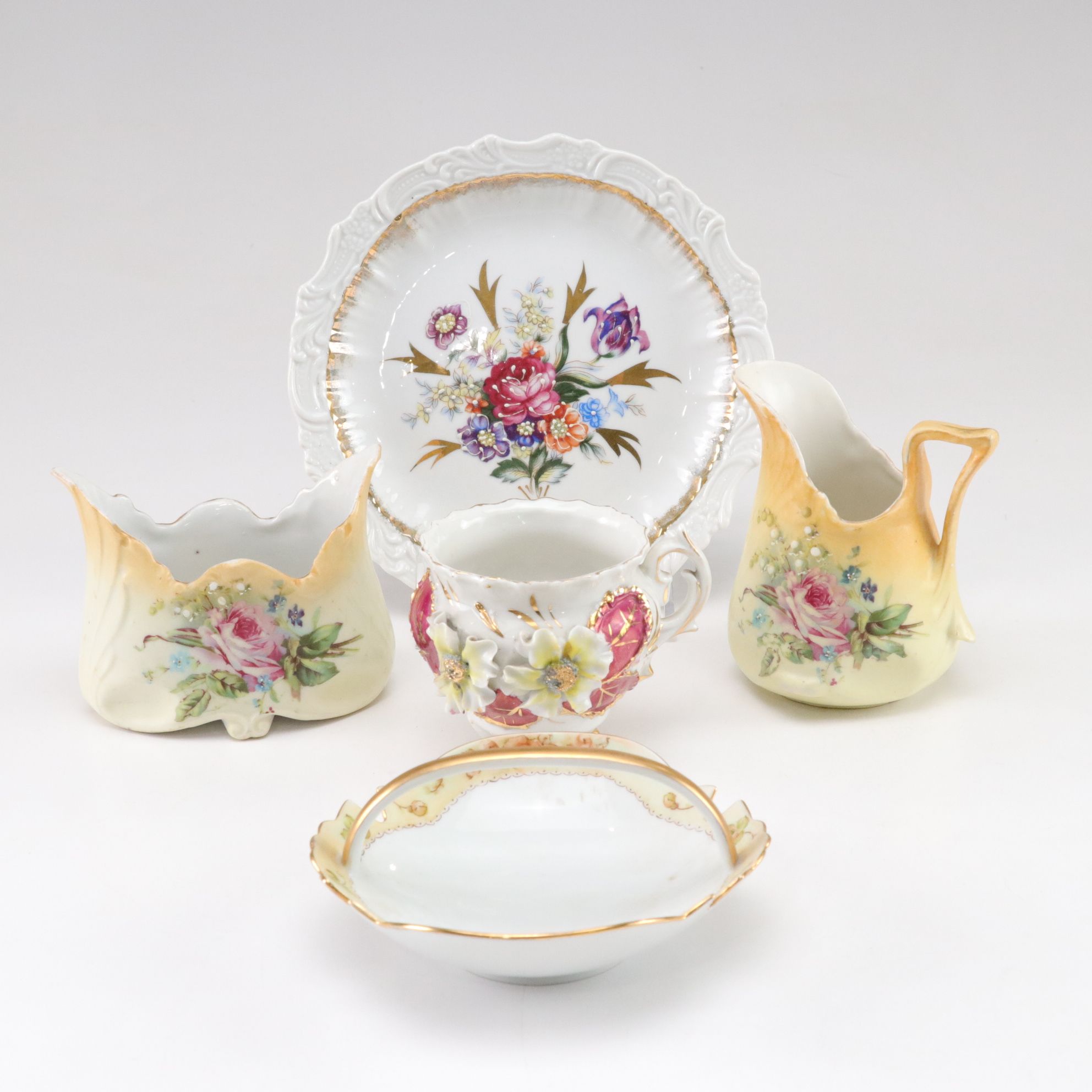 German Gilt Porcelain Sugar Bowls & More, Early to Mid-20th C.