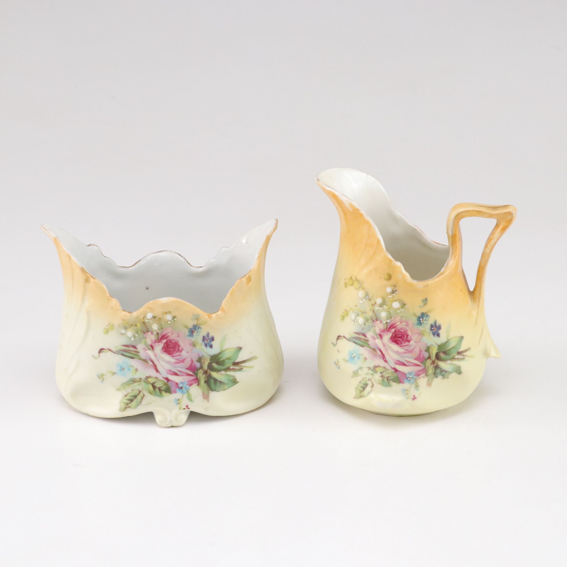 German Gilt Porcelain Sugar Bowls & More, Early to Mid-20th C.
