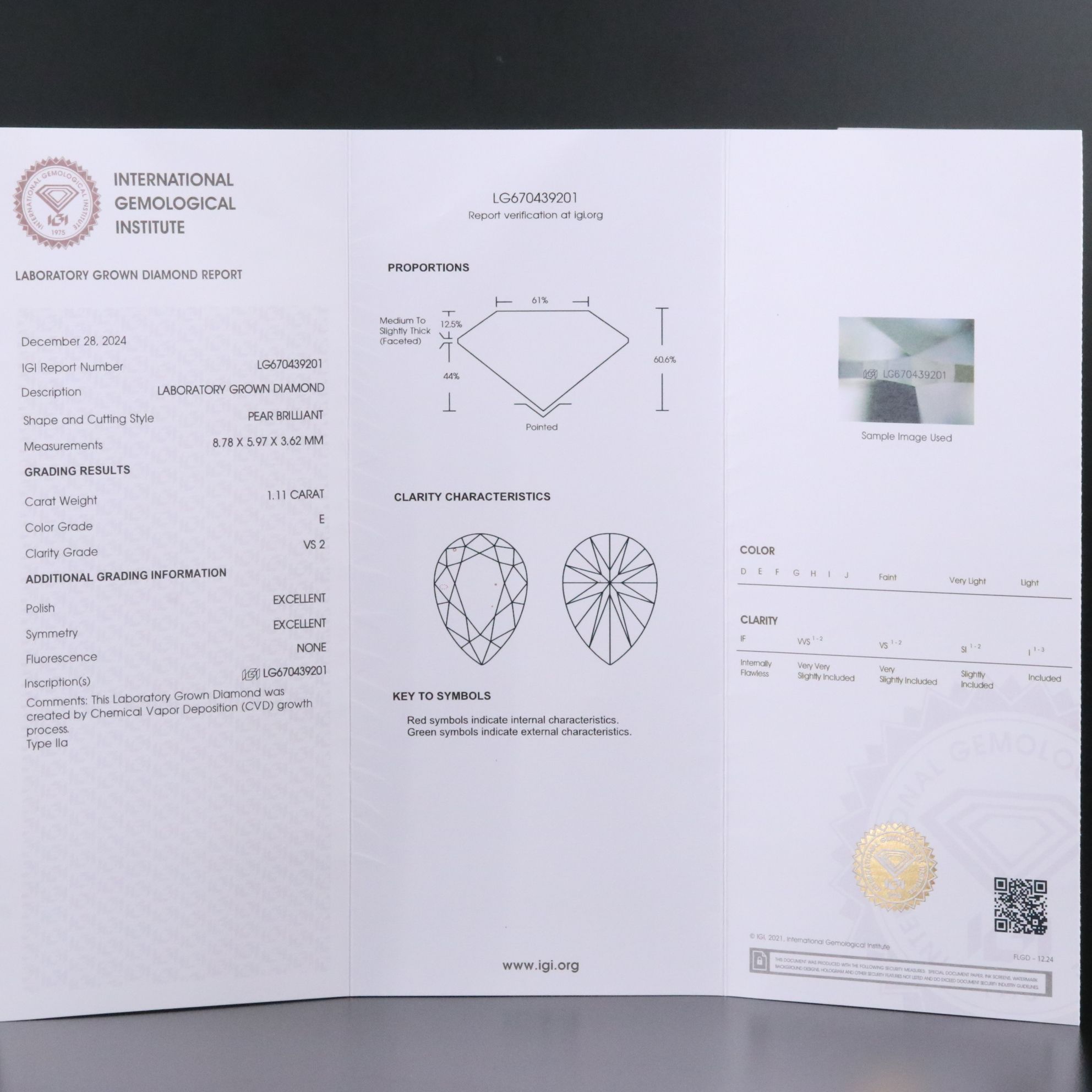 14K 1.11 CT Lab Grown Diamond Solitaire Ring