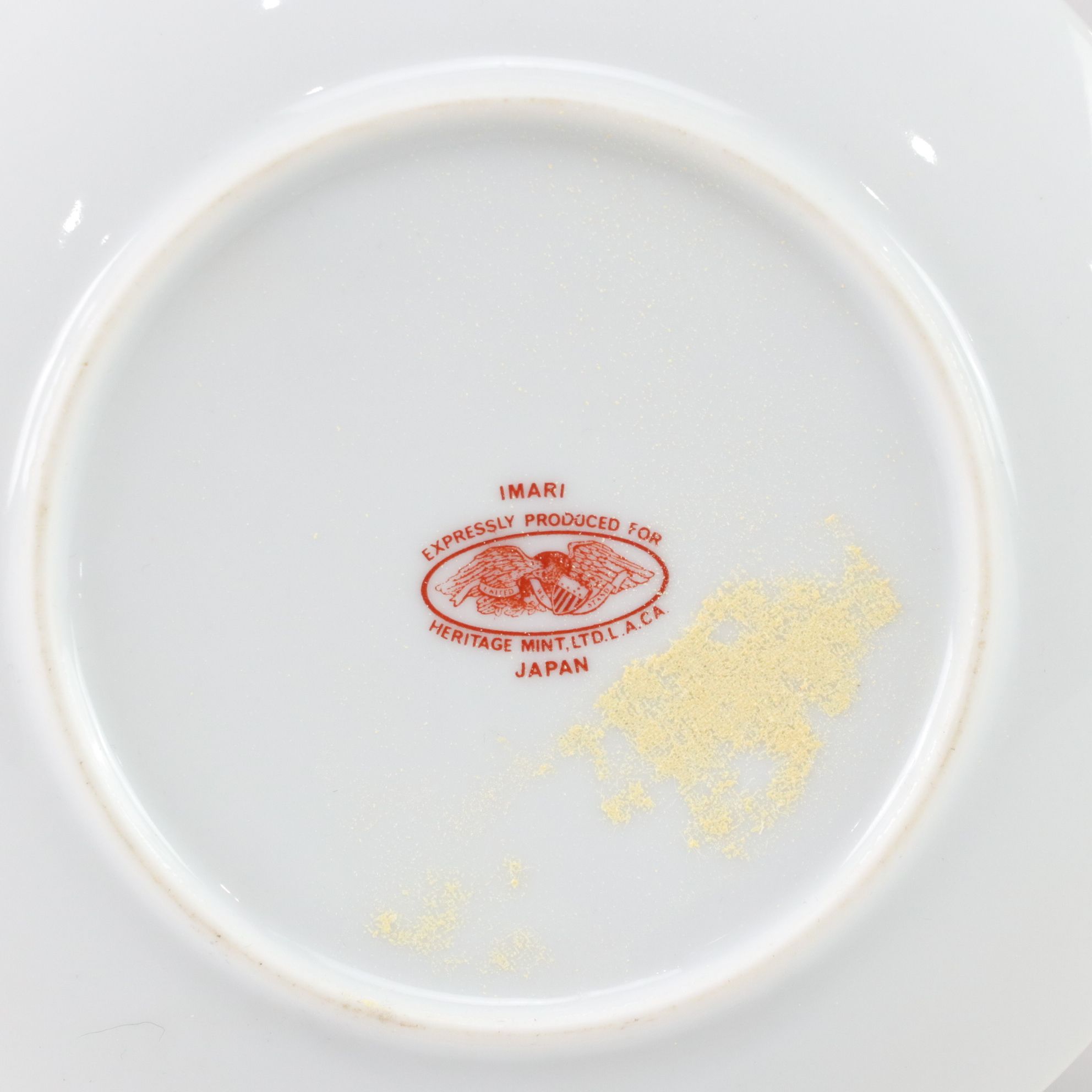 J.H. Davis Brown Transferware Ceramic Lidded Canister with Imari Plate