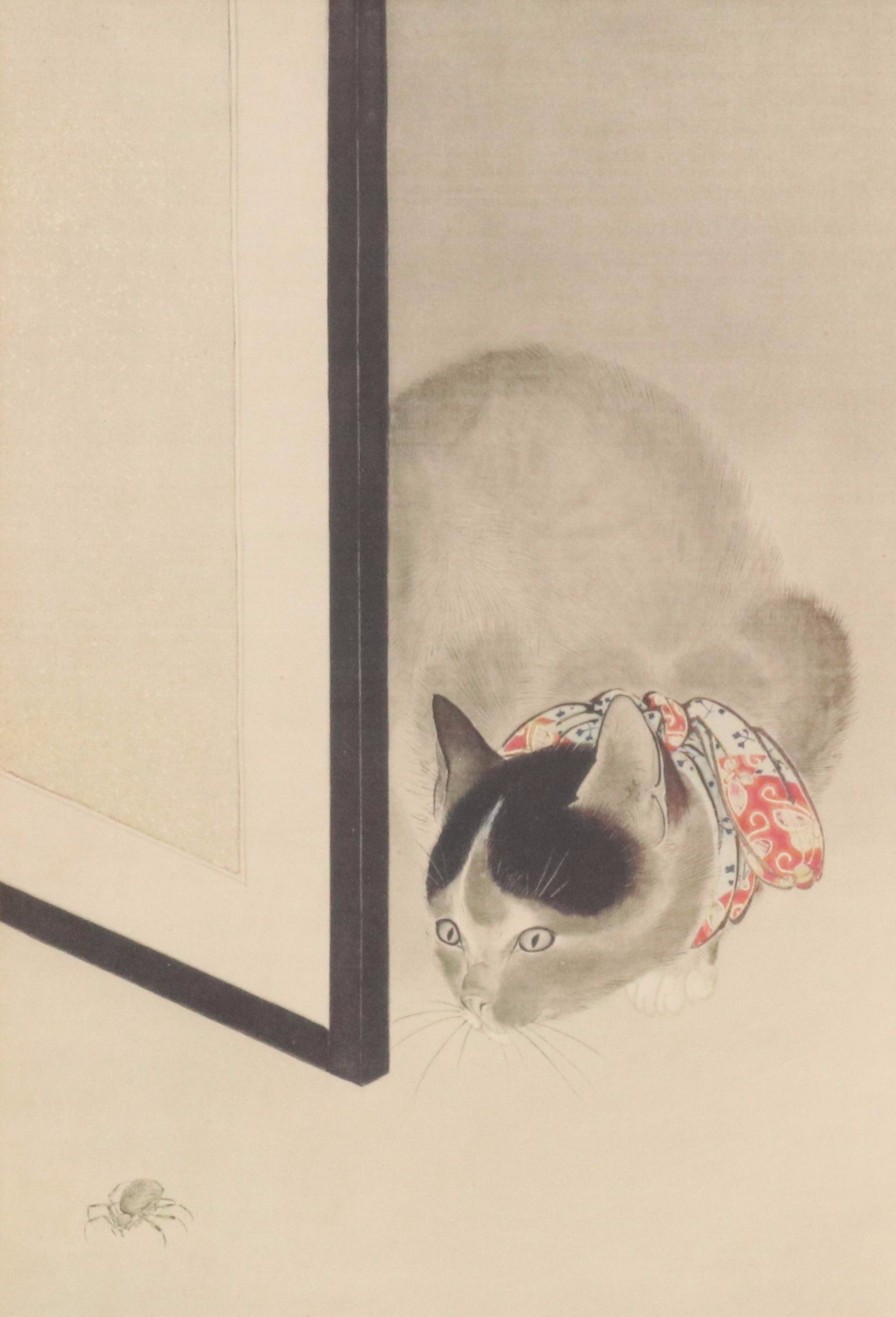 Giclée "Cat Watching a Spider" After Ōide Tōkō