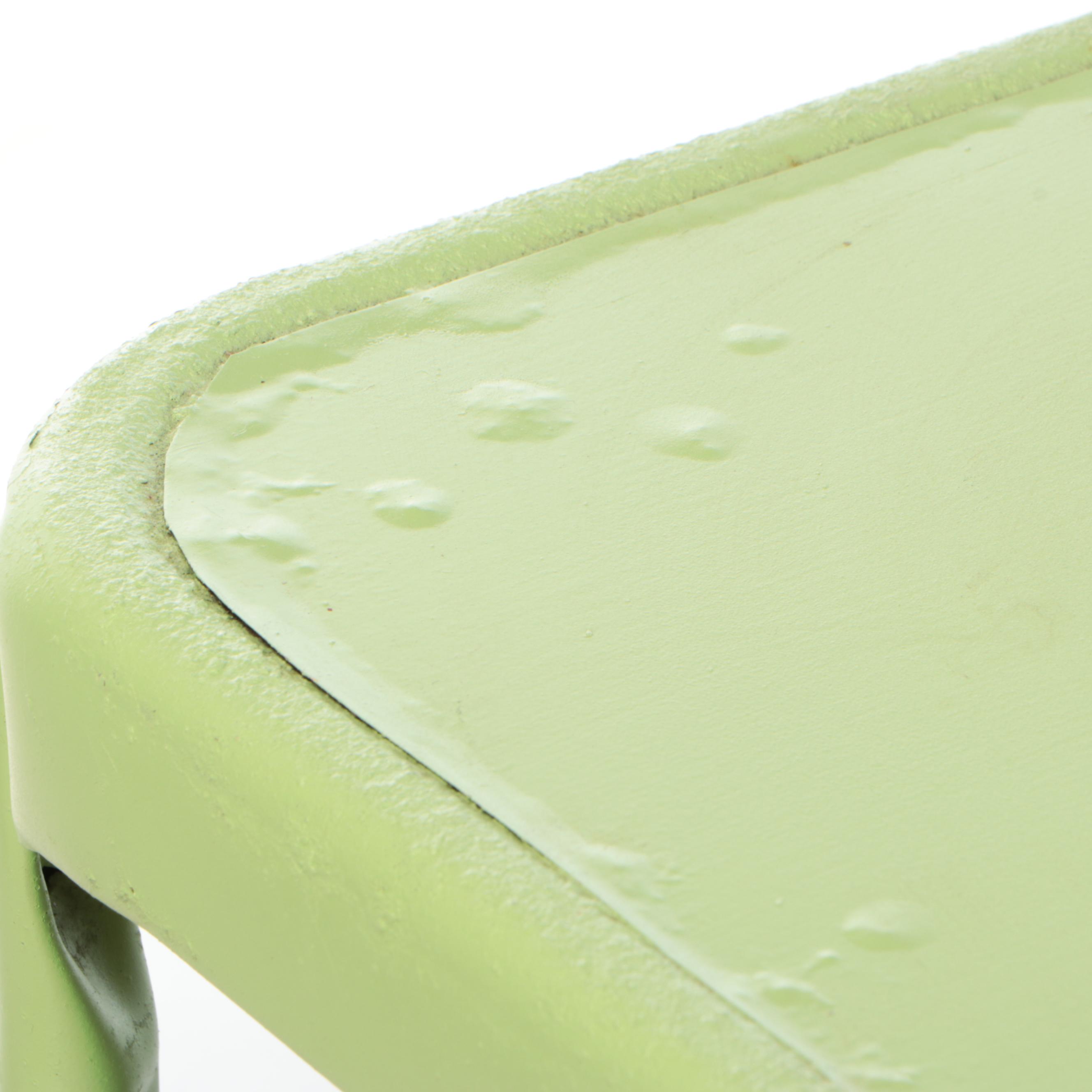 Mid Century Modern Green Painted Rolling Cart