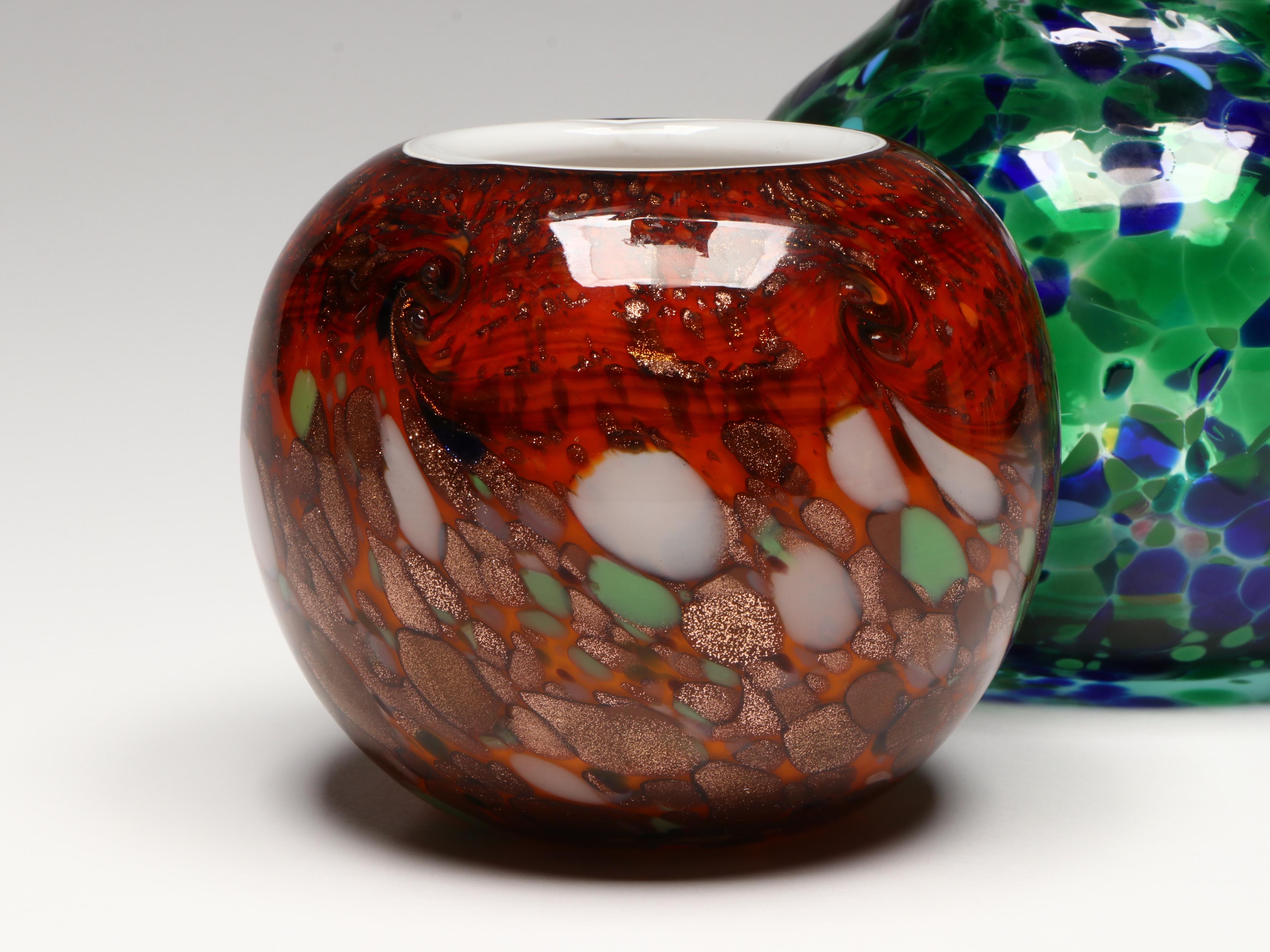 Vicke Lindstrand for Kosta Blue Spiral and Other Art Glass Vases