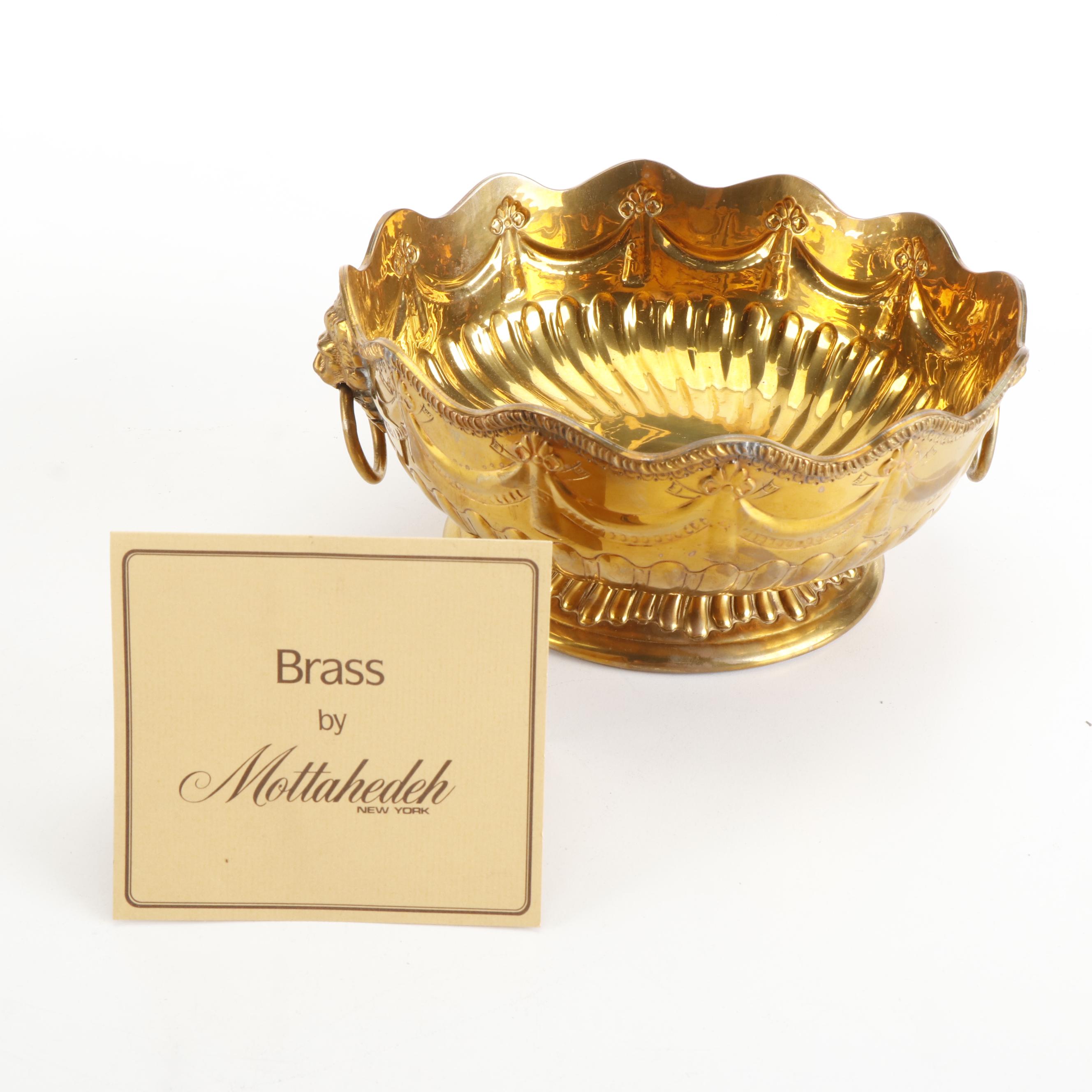 Pair of Mottahedeh Brass Ships Candlesticks with Other Brass Decor