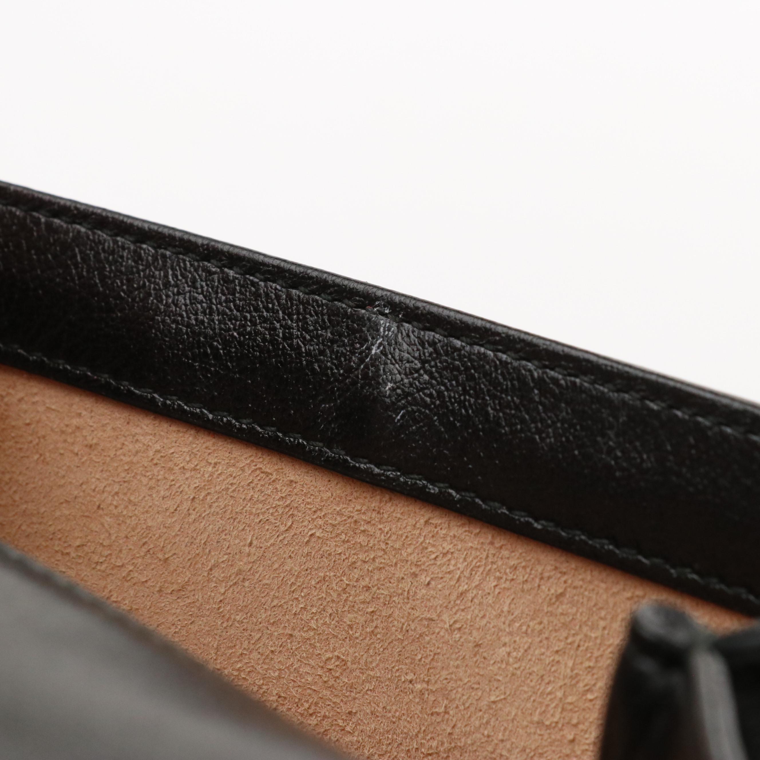 Gucci Small Front Flap Rajah and Web Stripe Shoulder Bag in Black Leather