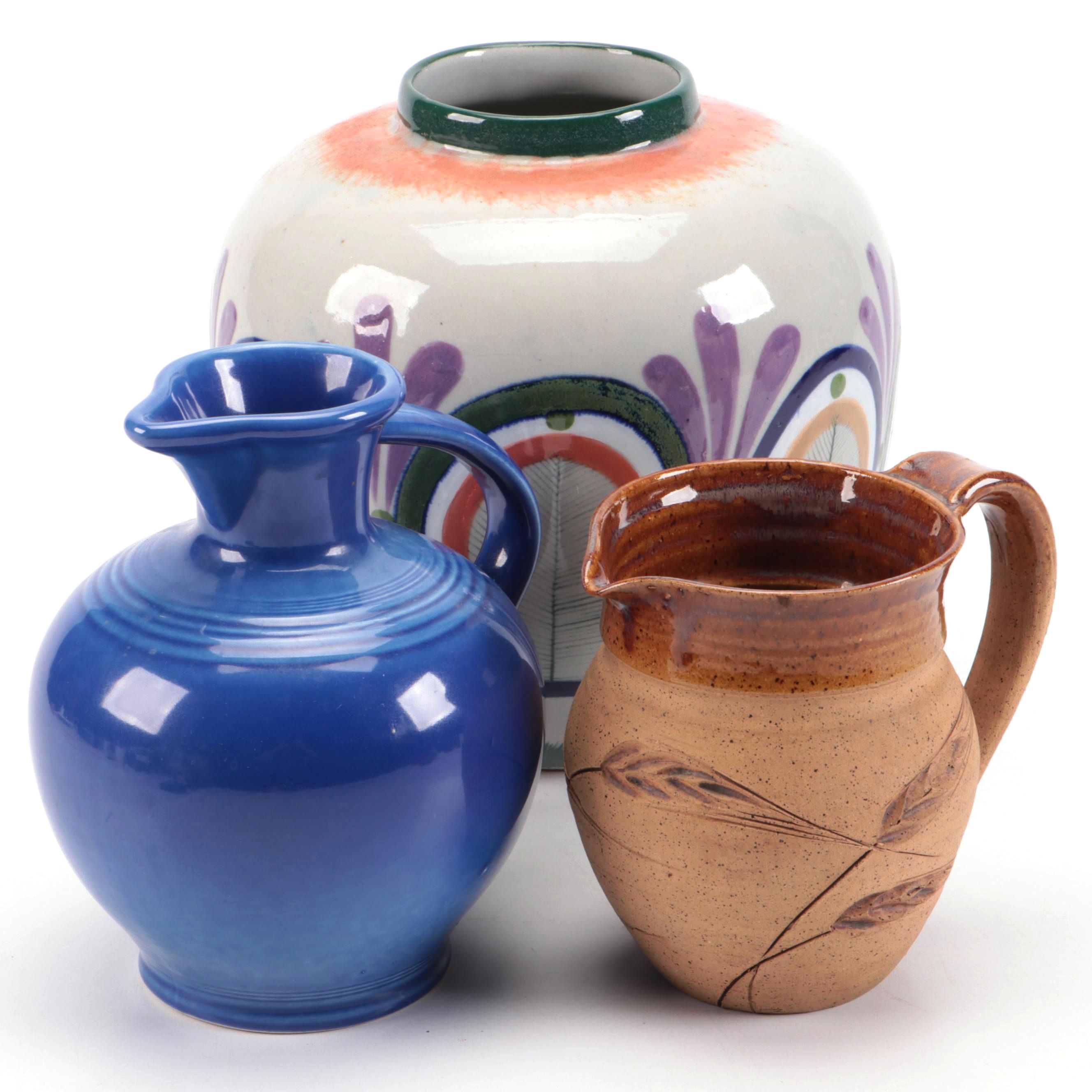 Erandi Tonala Ceramic Planter with Homer Laughlin and Other Ceramic Ewers