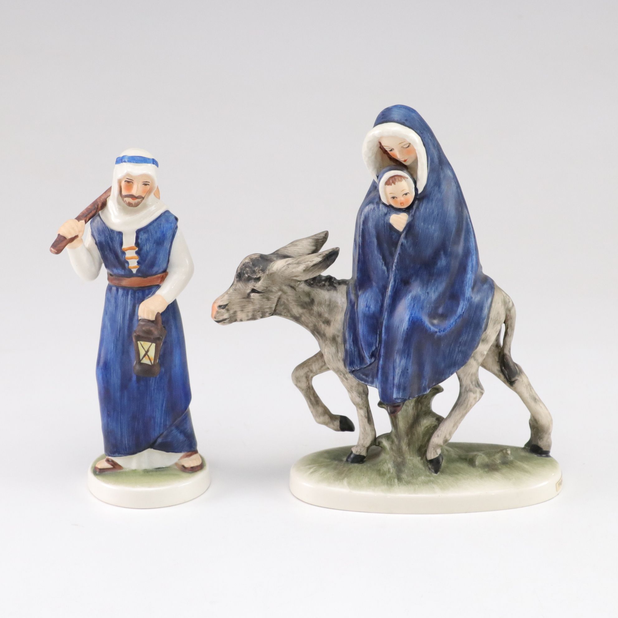 Goebel Porcelain "St. Joseph" and "Flight Into Egypt" with Angel Bell Ornament