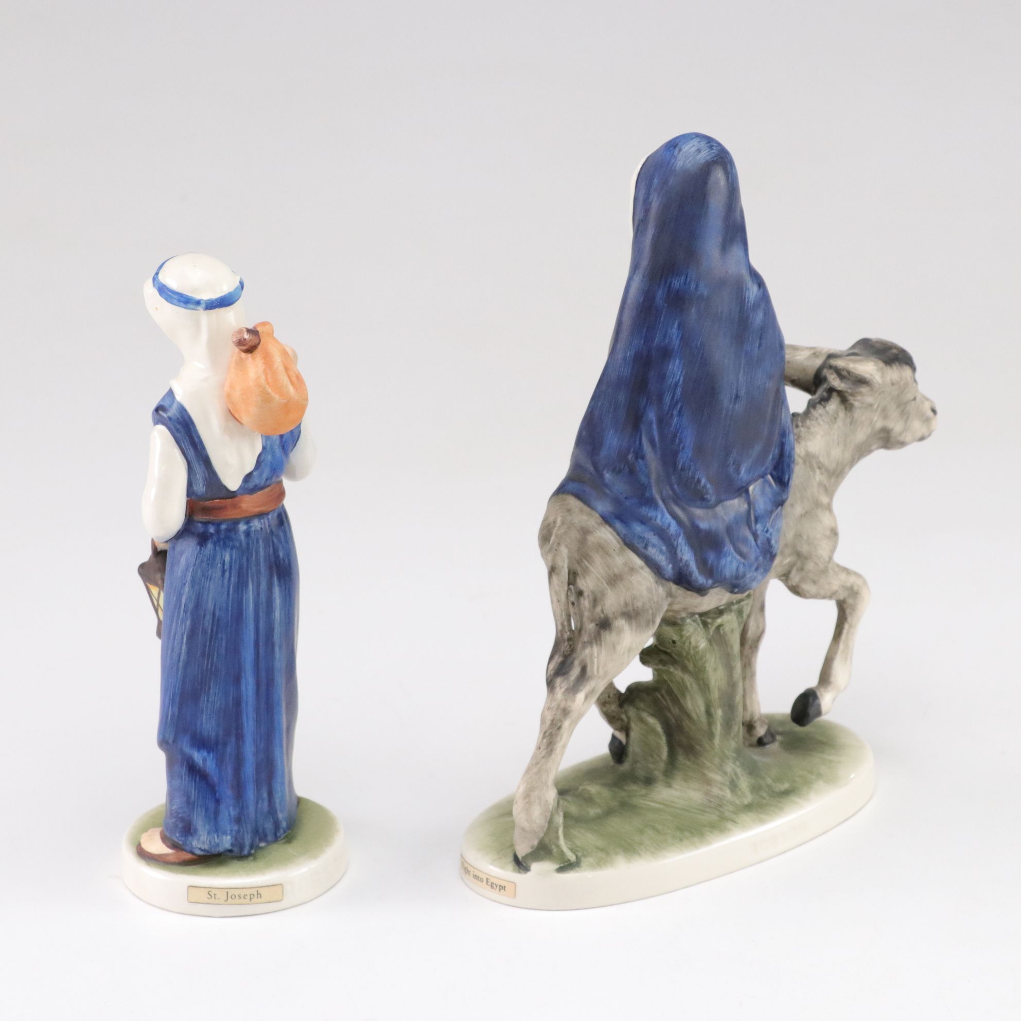 Goebel Porcelain "St. Joseph" and "Flight Into Egypt" with Angel Bell Ornament