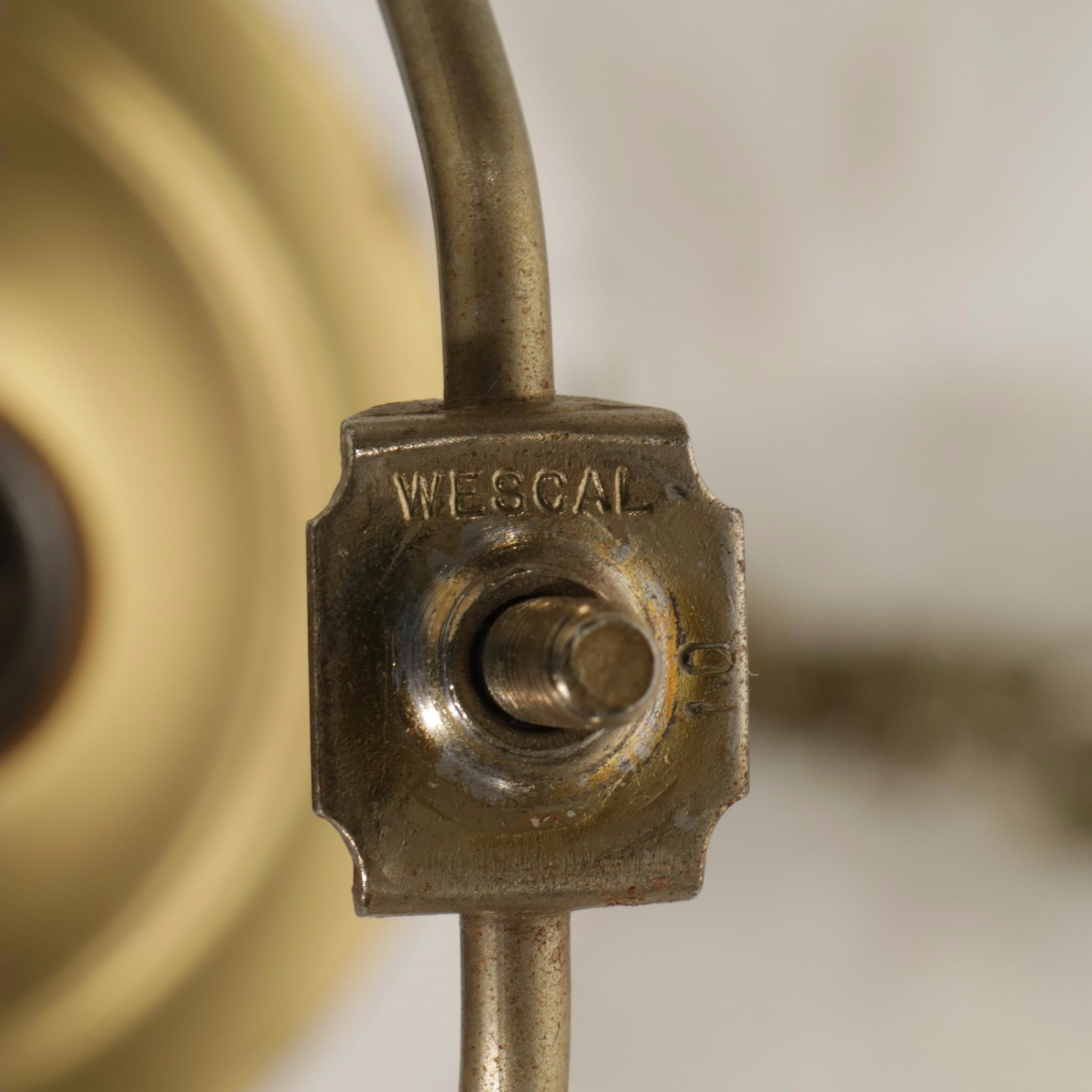 Chinese Porcelain Vase with Brass Base Table Lamp with Wide Pleat Shades