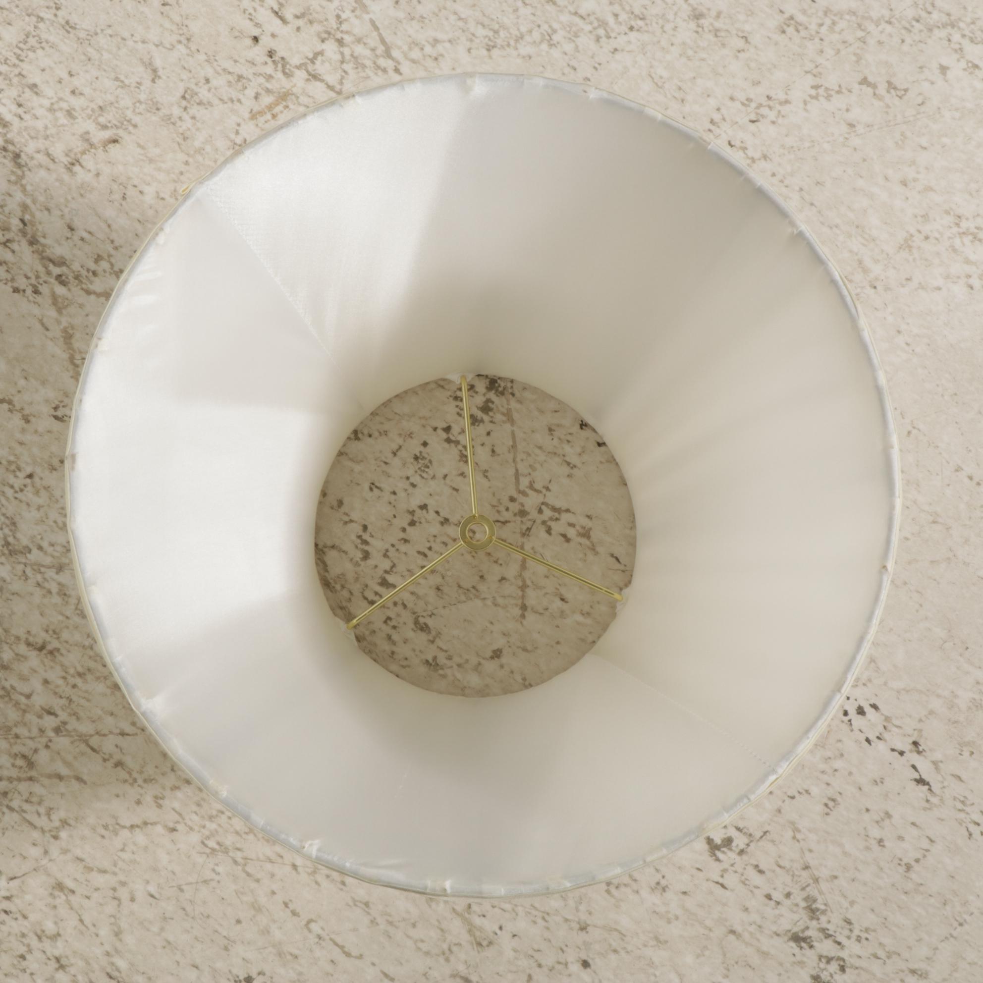 Chinese Porcelain Vase with Brass Base Table Lamp with Wide Pleat Shades