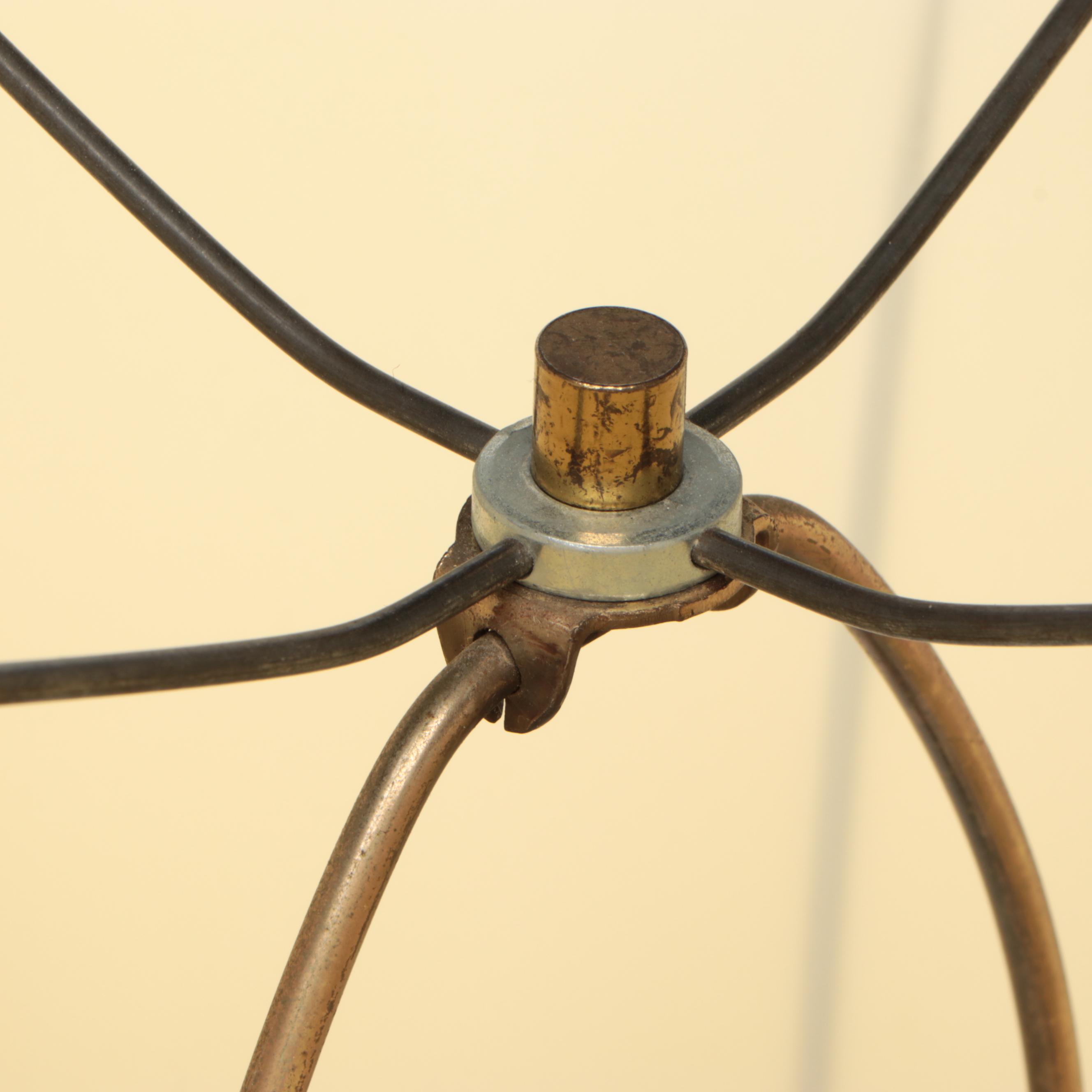 Hollywood Regency Style Matte Gold and Marble Table Lamp with Silk Drum Shade