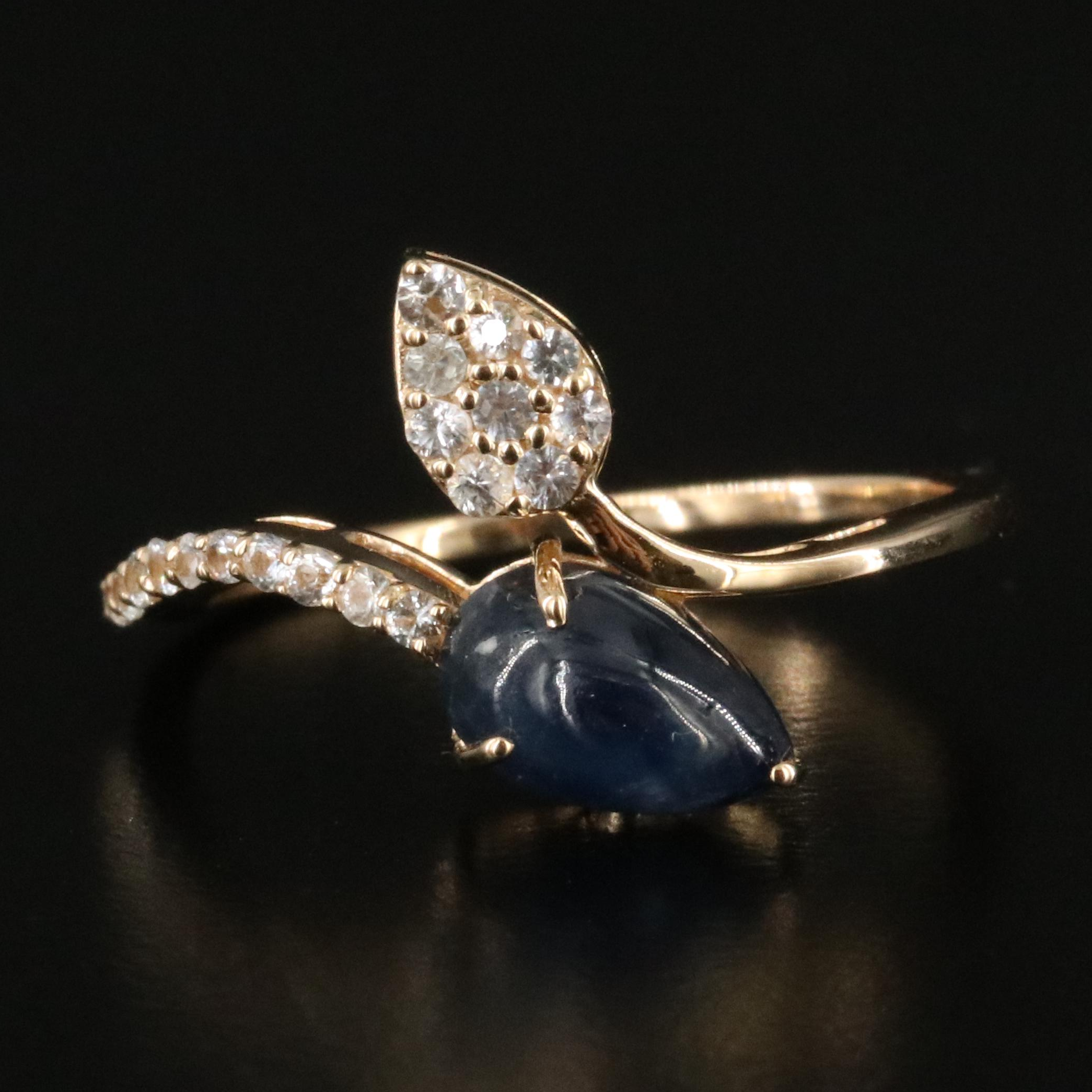 14K 1.35 CT Sapphire and White Sapphire Wrap Ring