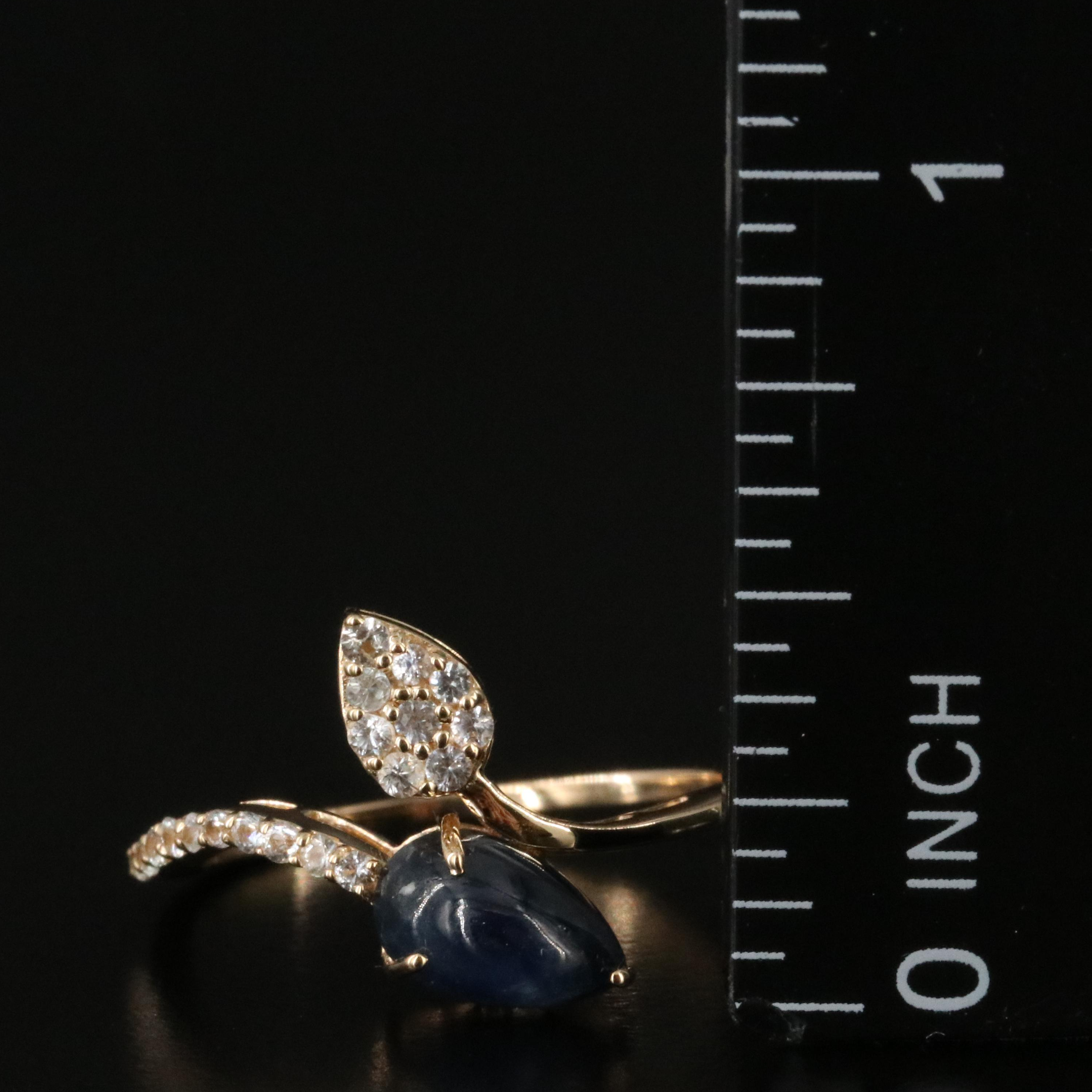 14K 1.35 CT Sapphire and White Sapphire Wrap Ring