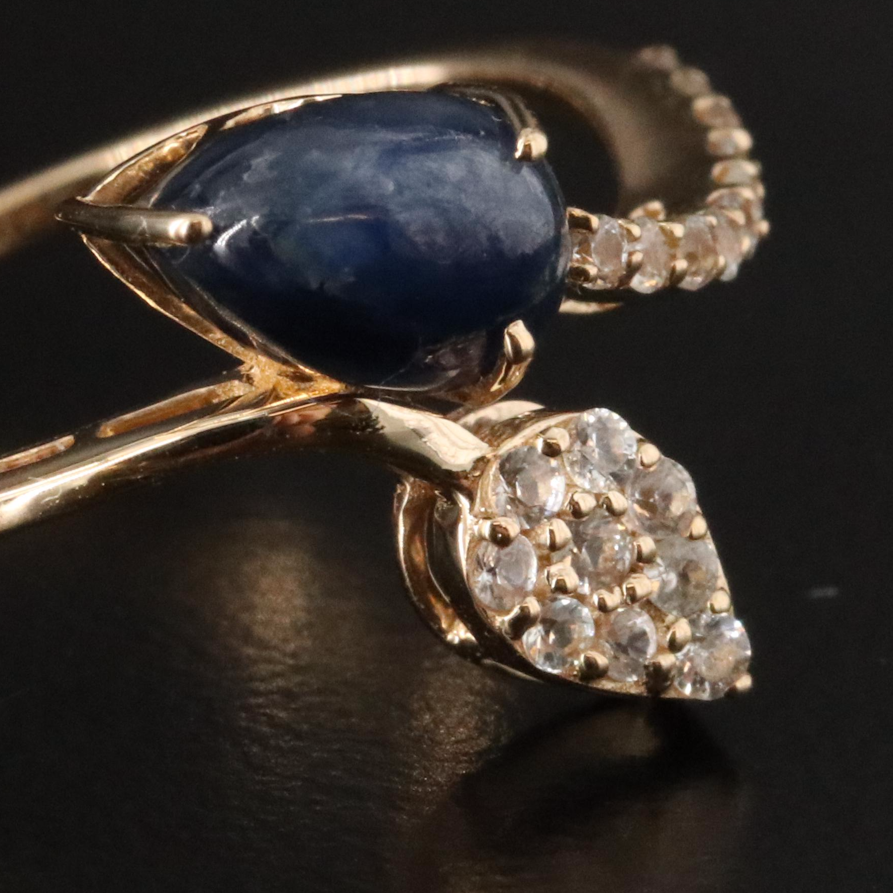 14K 1.35 CT Sapphire and White Sapphire Wrap Ring