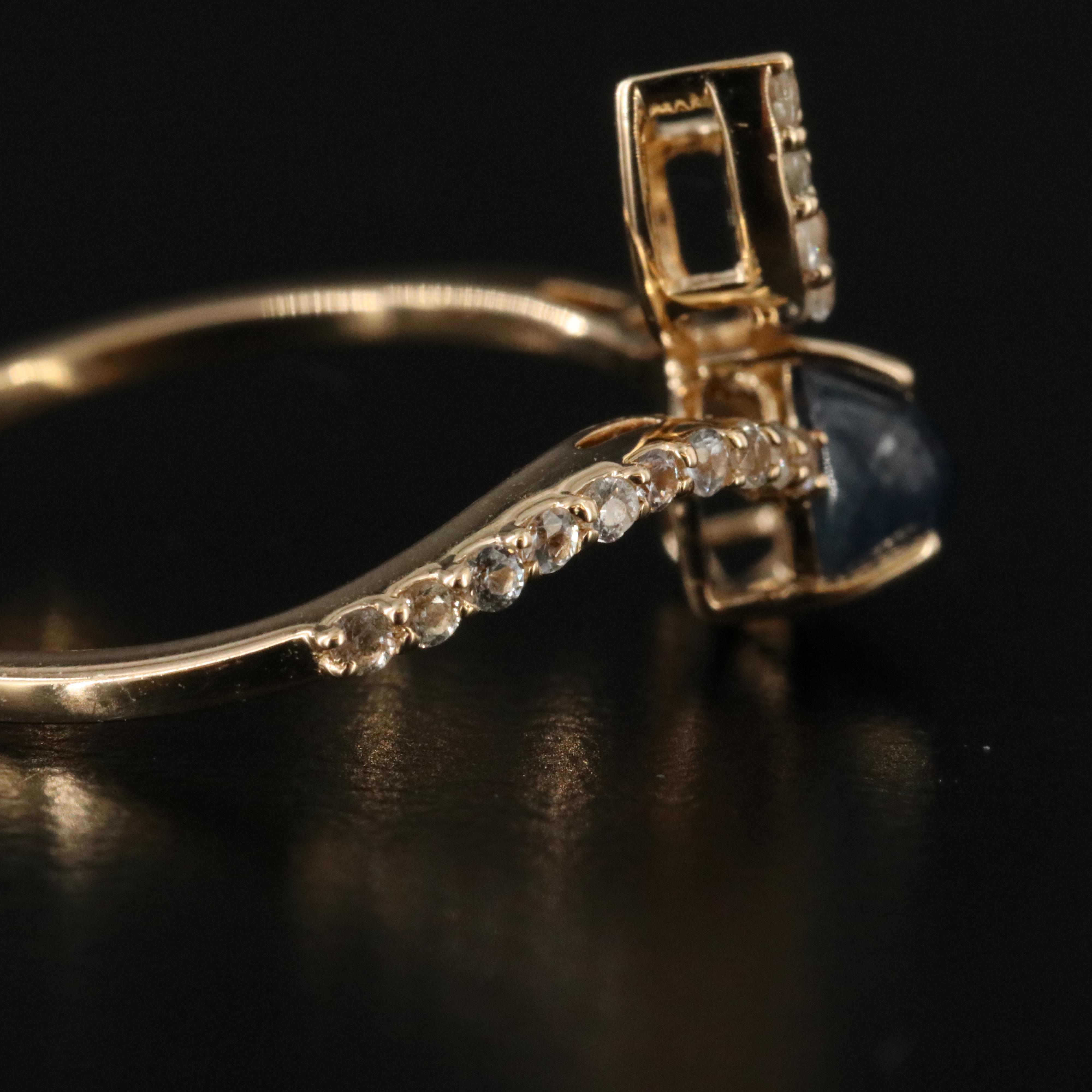 14K 1.35 CT Sapphire and White Sapphire Wrap Ring