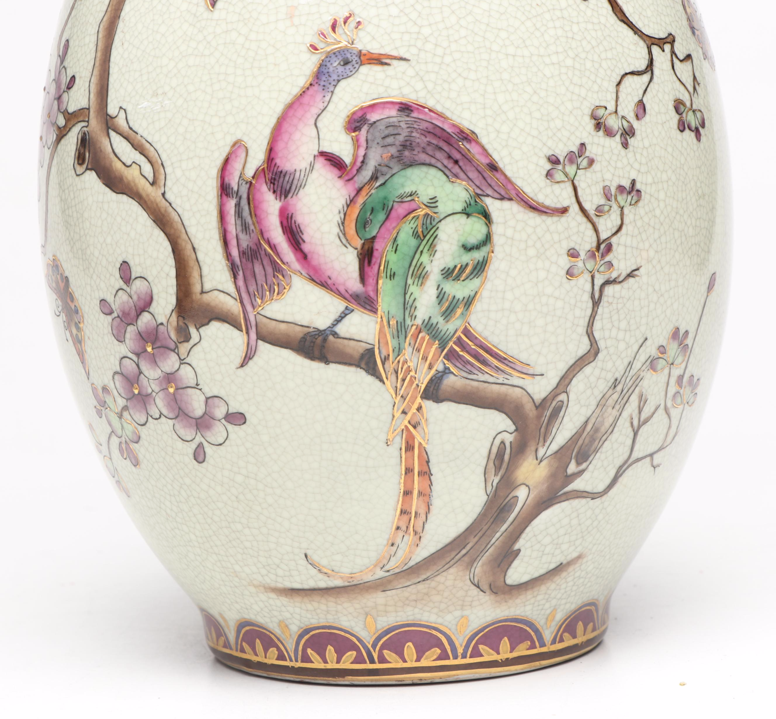Chinese Plum Blossom and Peacock Porcelain Vase