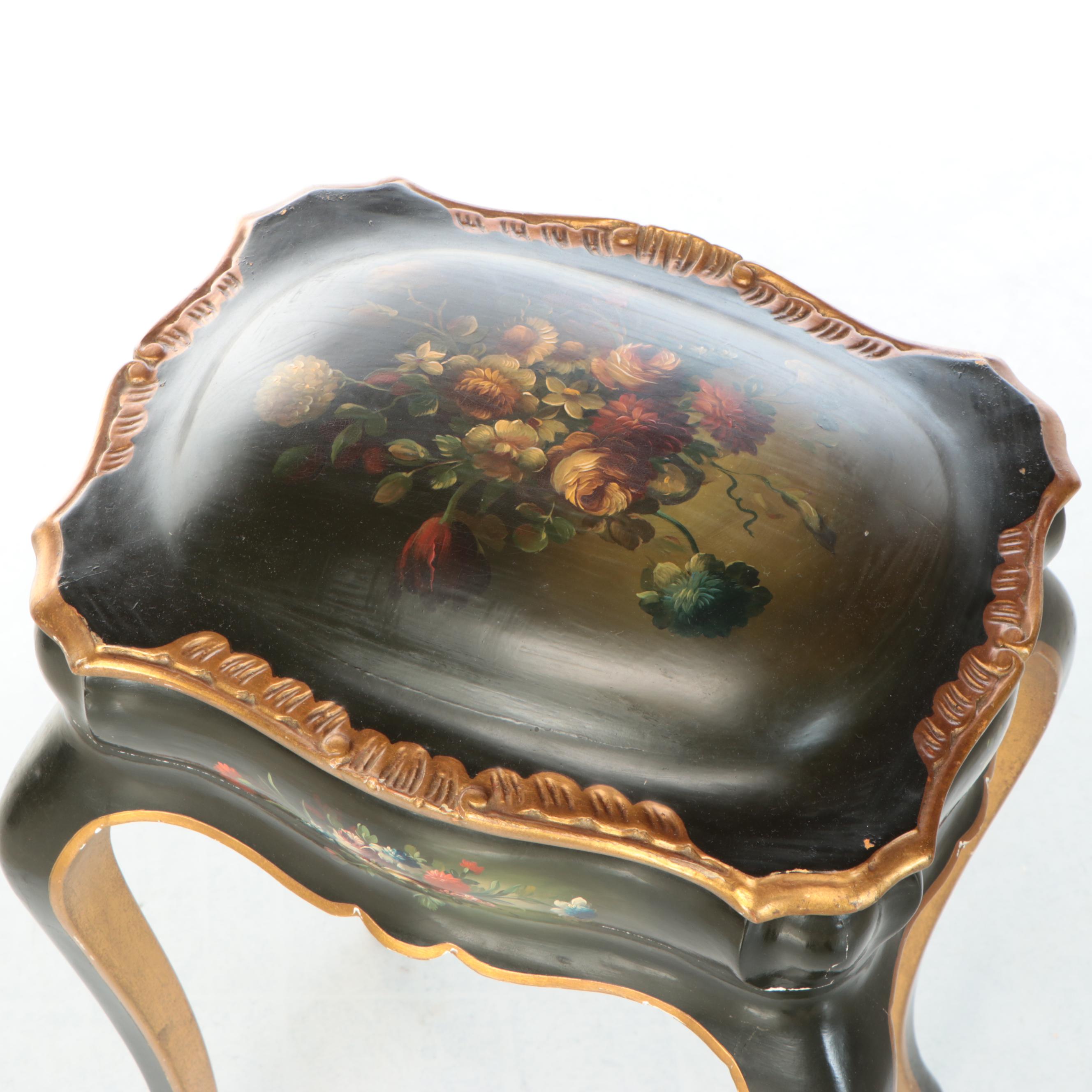 Louis XV Style Tole Painted and Parcel-Gilt Wood Salon Table