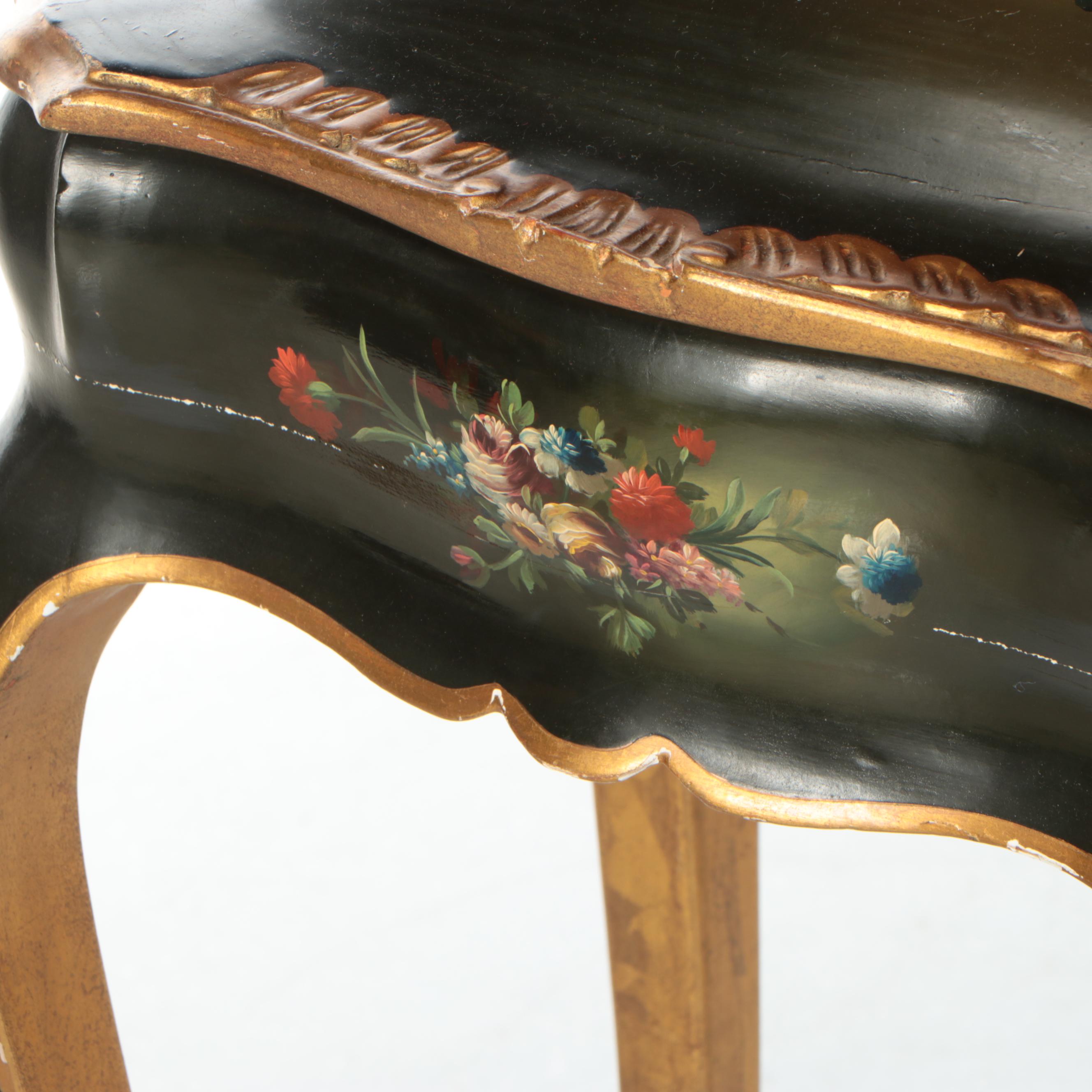 Louis XV Style Tole Painted and Parcel-Gilt Wood Salon Table