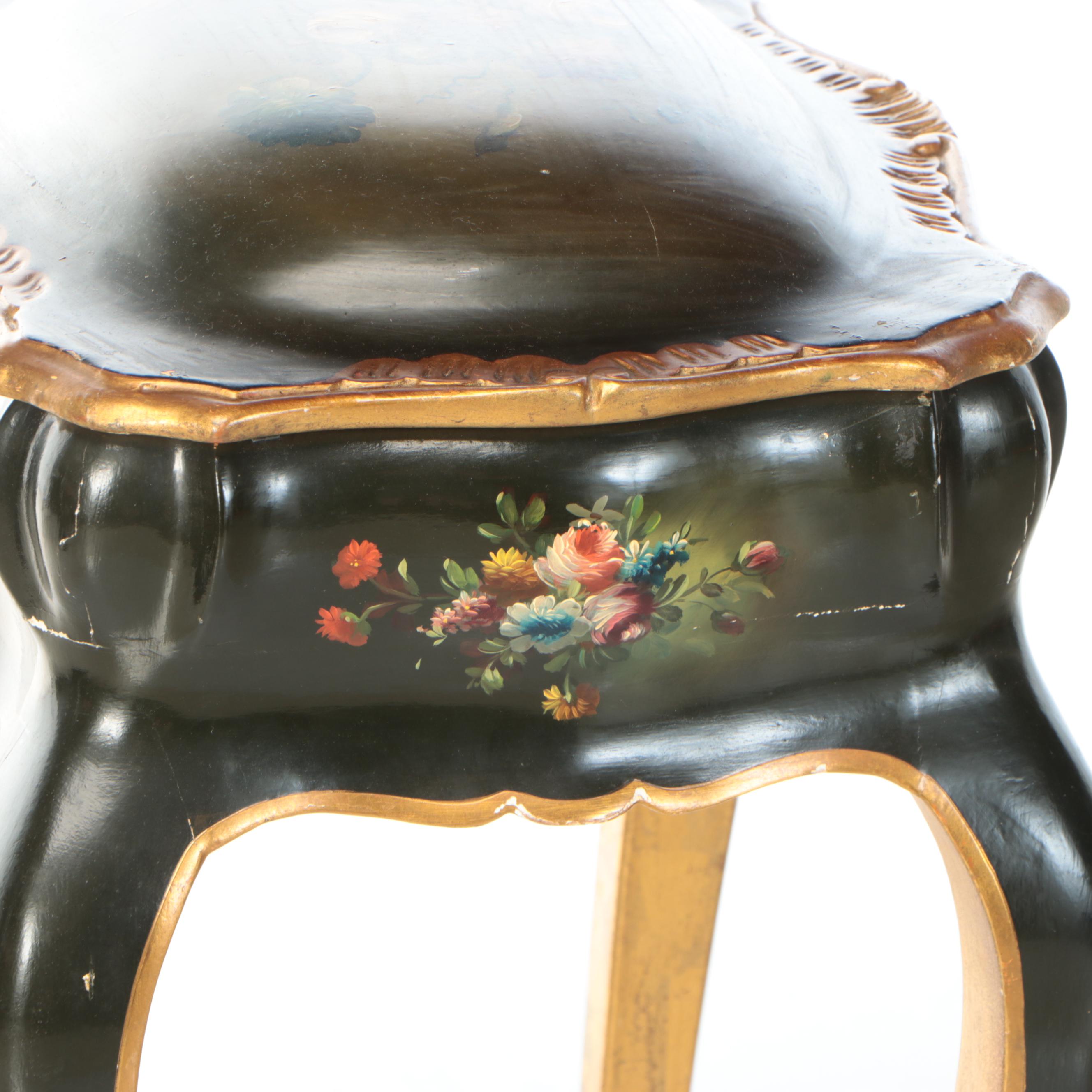 Louis XV Style Tole Painted and Parcel-Gilt Wood Salon Table