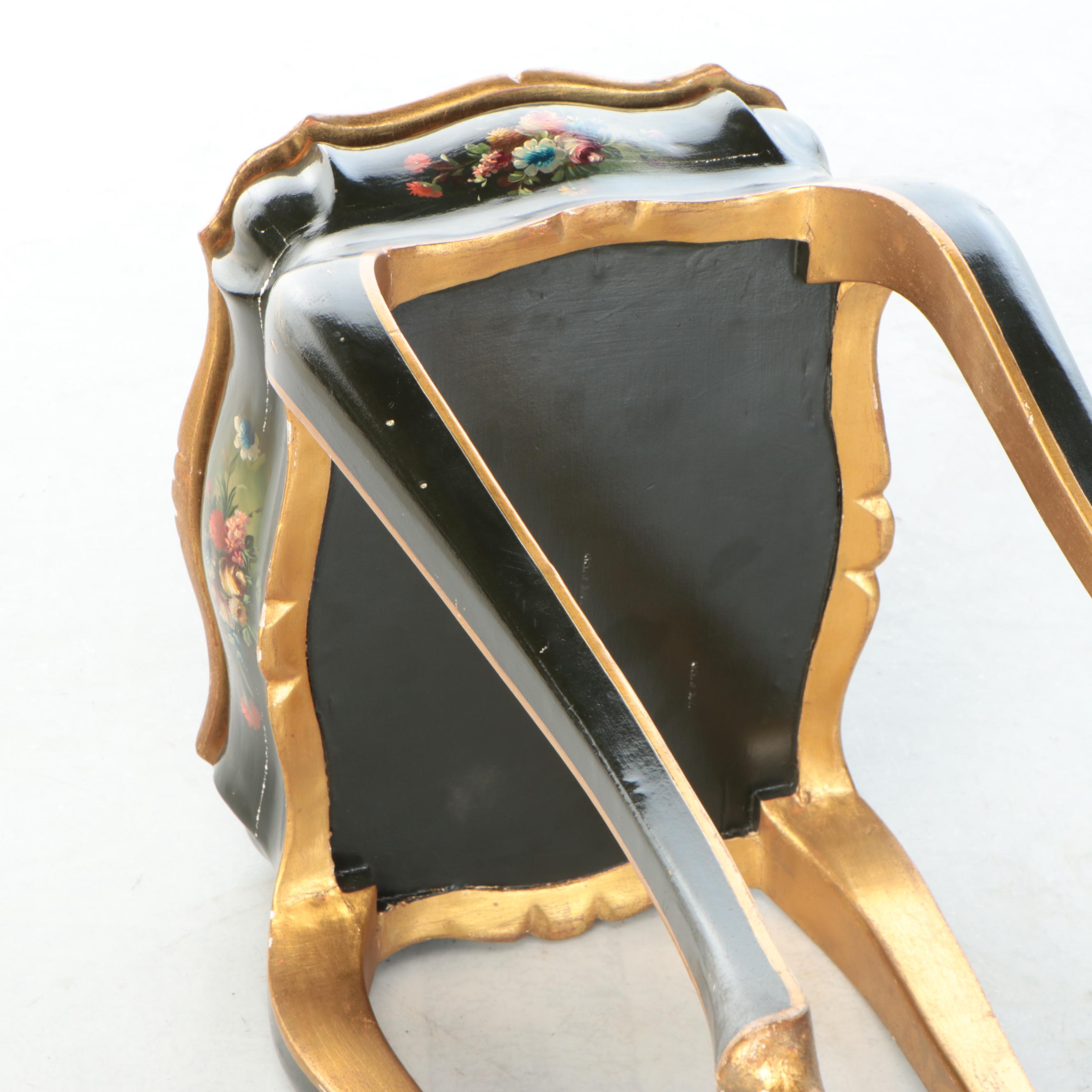 Louis XV Style Tole Painted and Parcel-Gilt Wood Salon Table