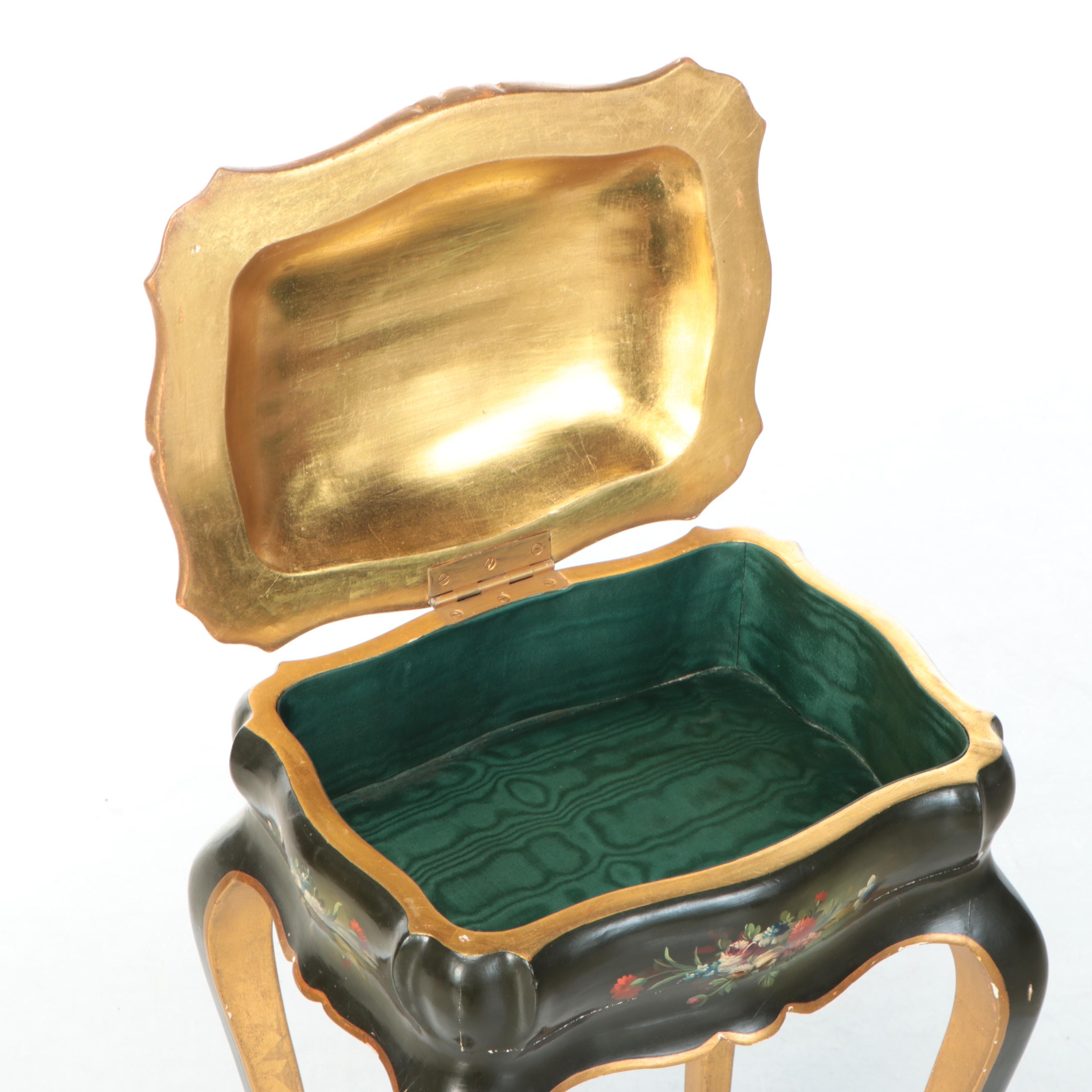 Louis XV Style Tole Painted and Parcel-Gilt Wood Salon Table