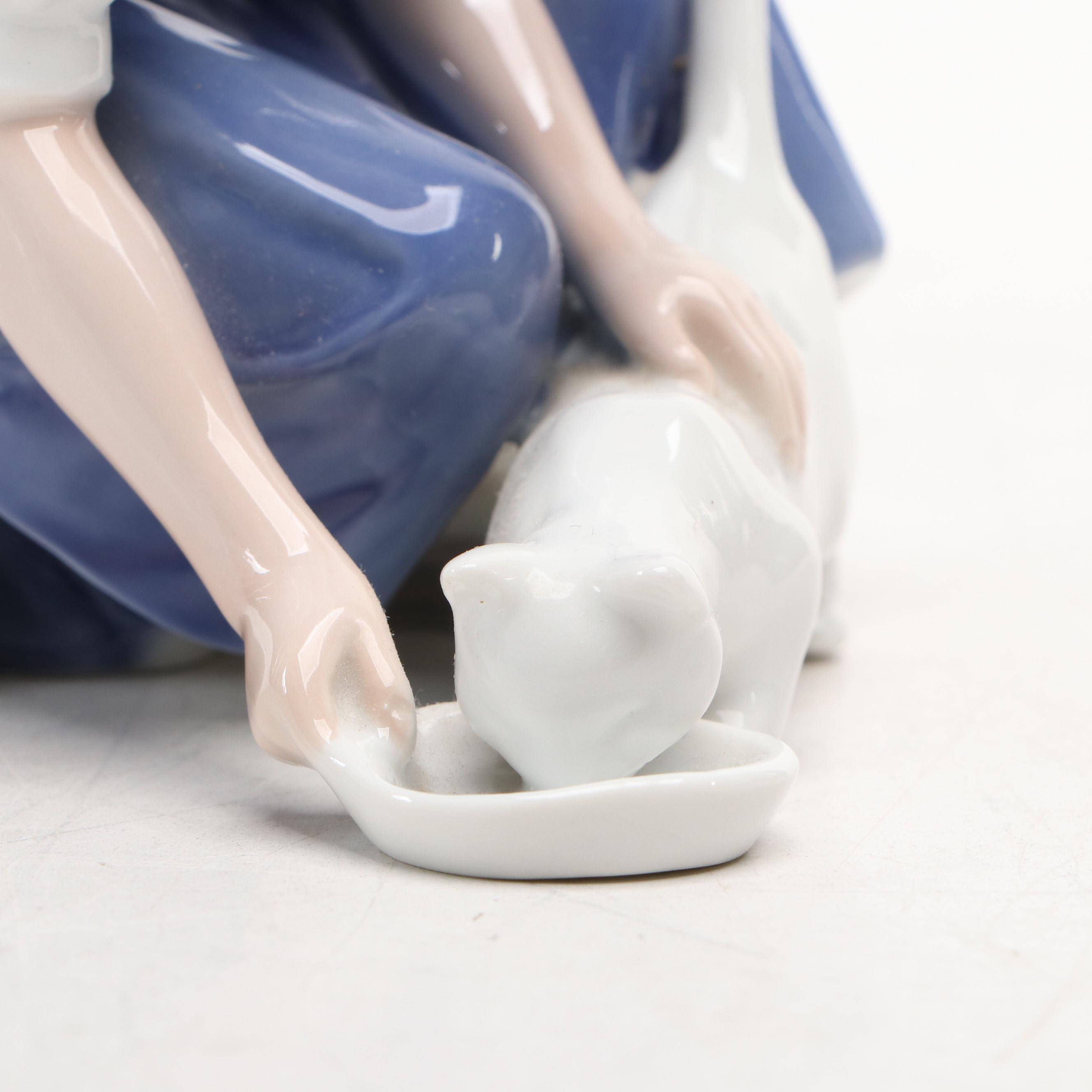 Bing & Grøndahl  "Only One Drop" Porcelain Figurine with Royal Copenhagen Cat