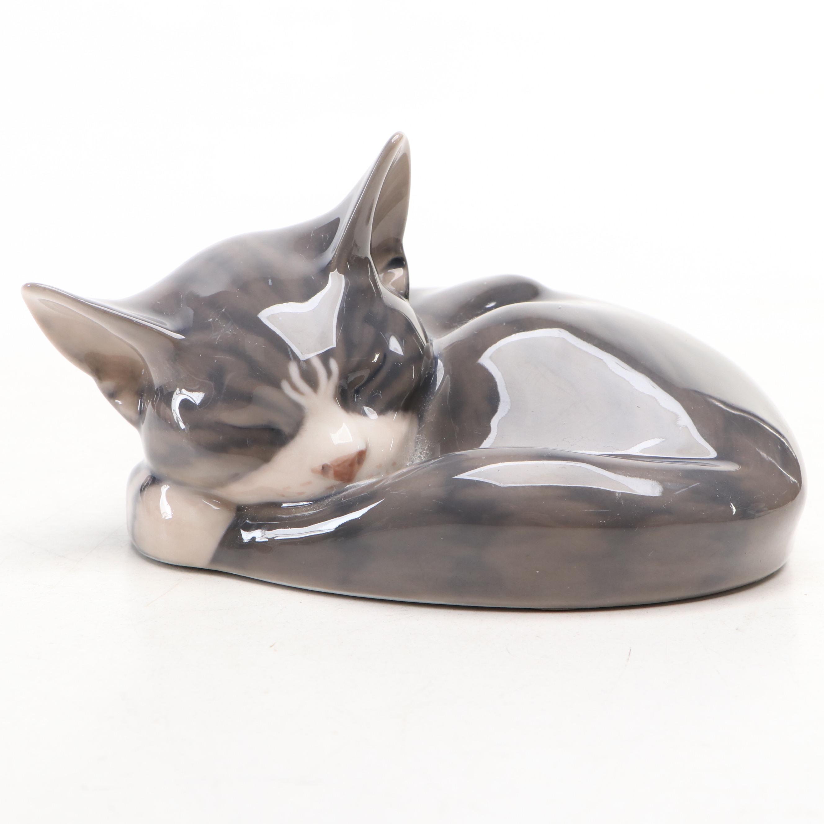 Bing & Grøndahl  "Only One Drop" Porcelain Figurine with Royal Copenhagen Cat