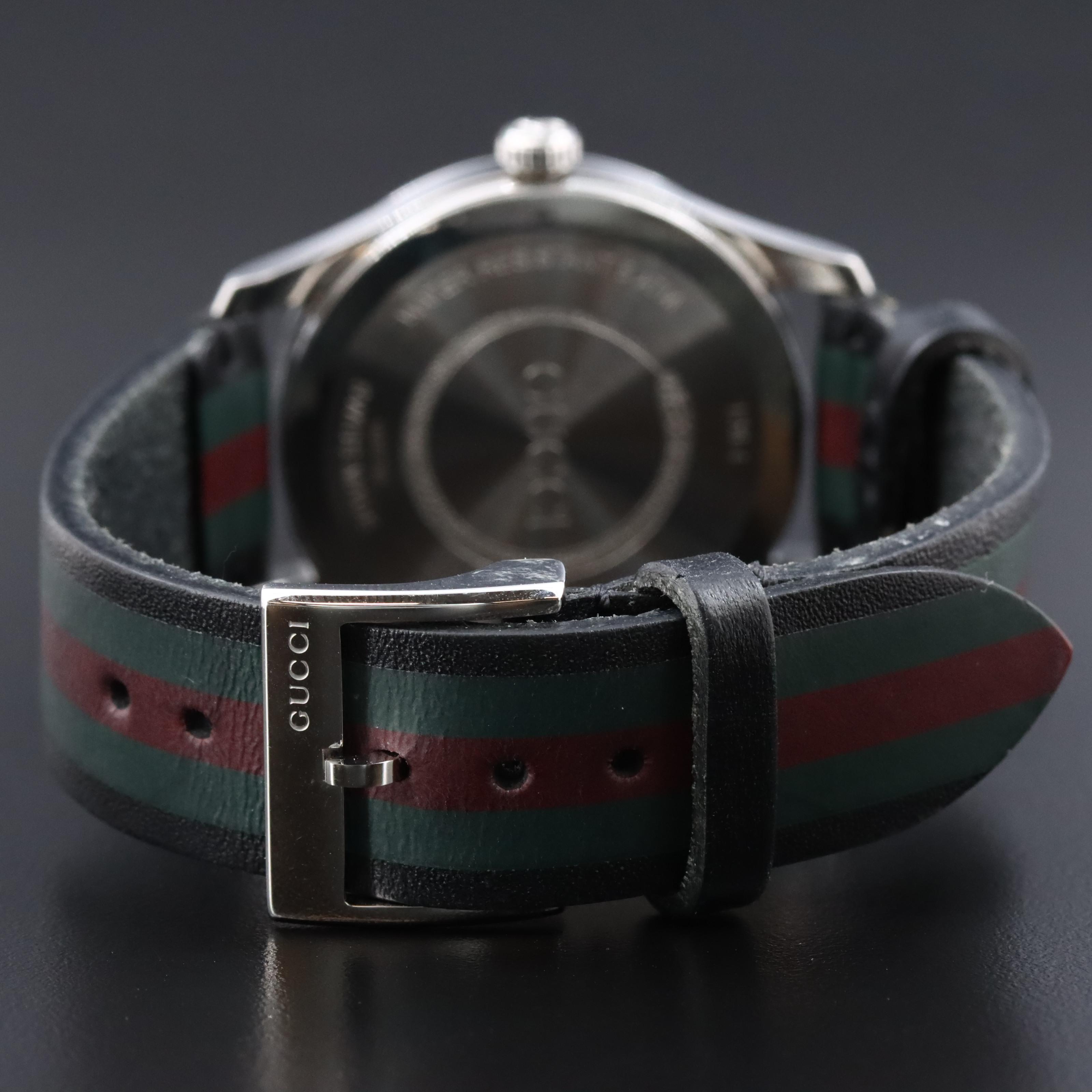 Gucci G-Timeless Red and Green Striped Bee Dial Watch