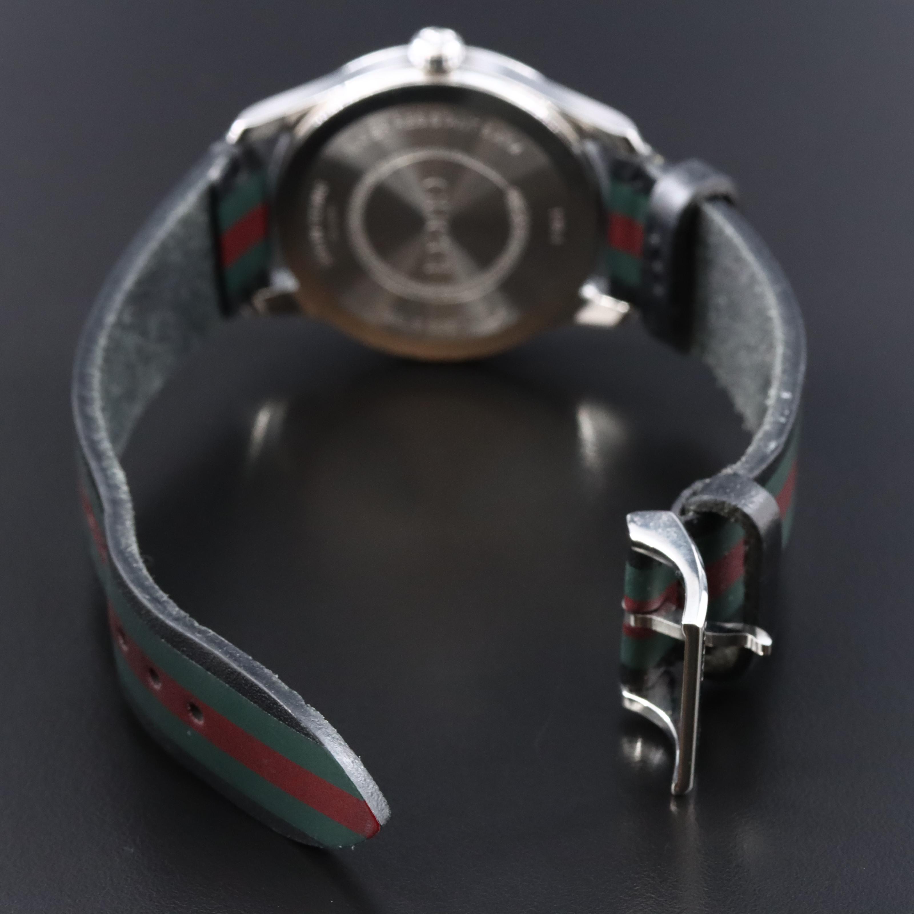 Gucci G-Timeless Red and Green Striped Bee Dial Watch