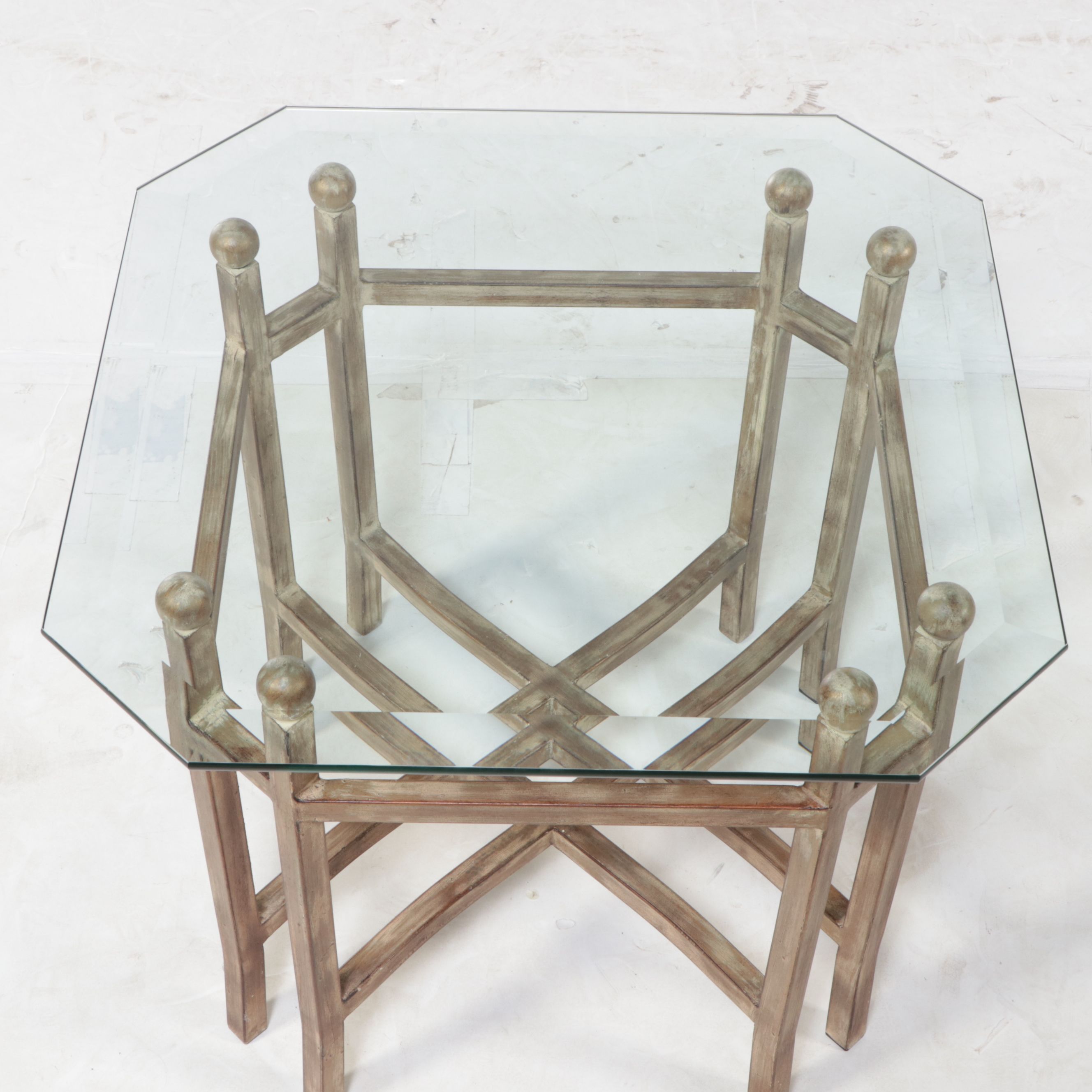 Contemporary Metal End Table with Glass Top