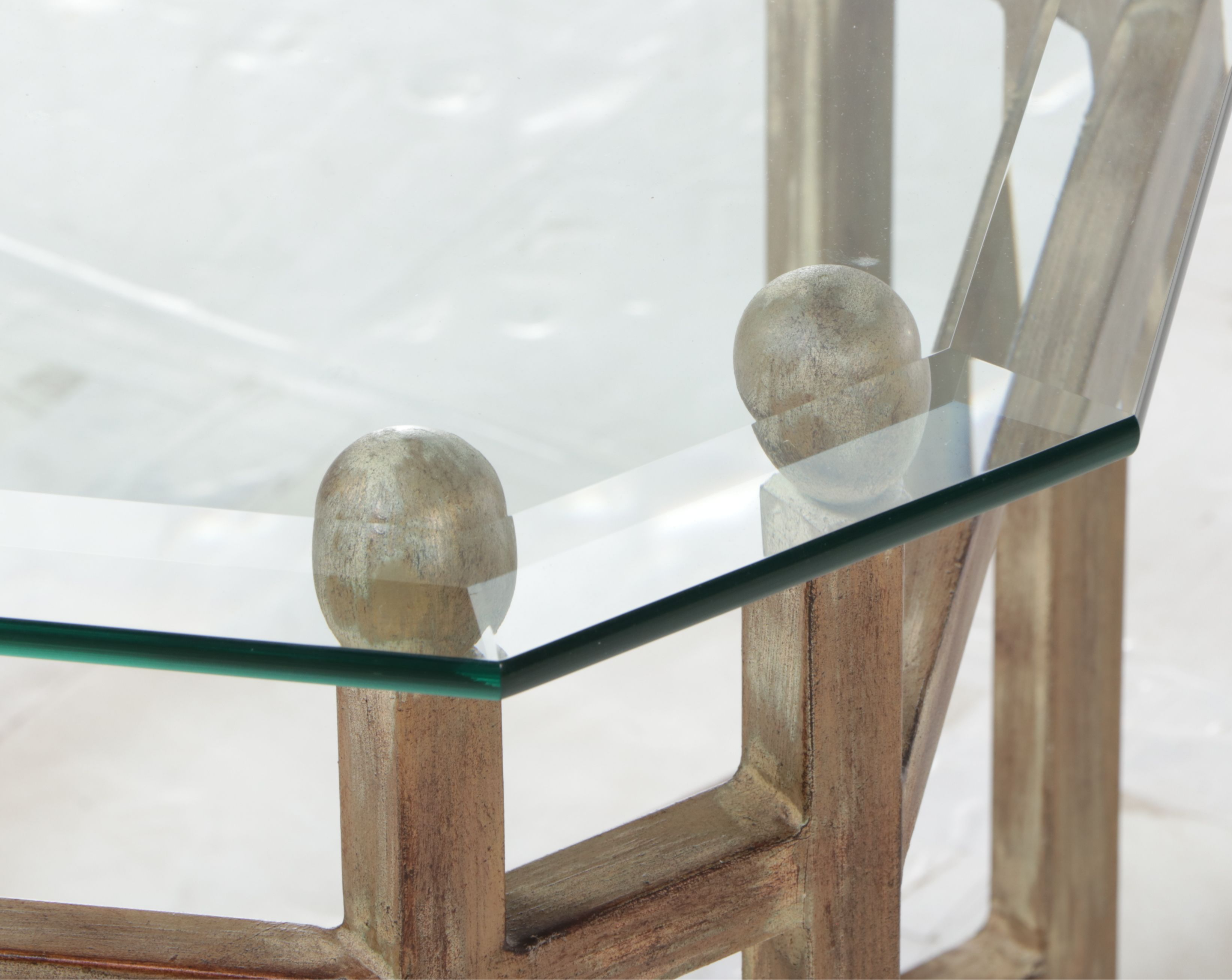 Contemporary Metal End Table with Glass Top