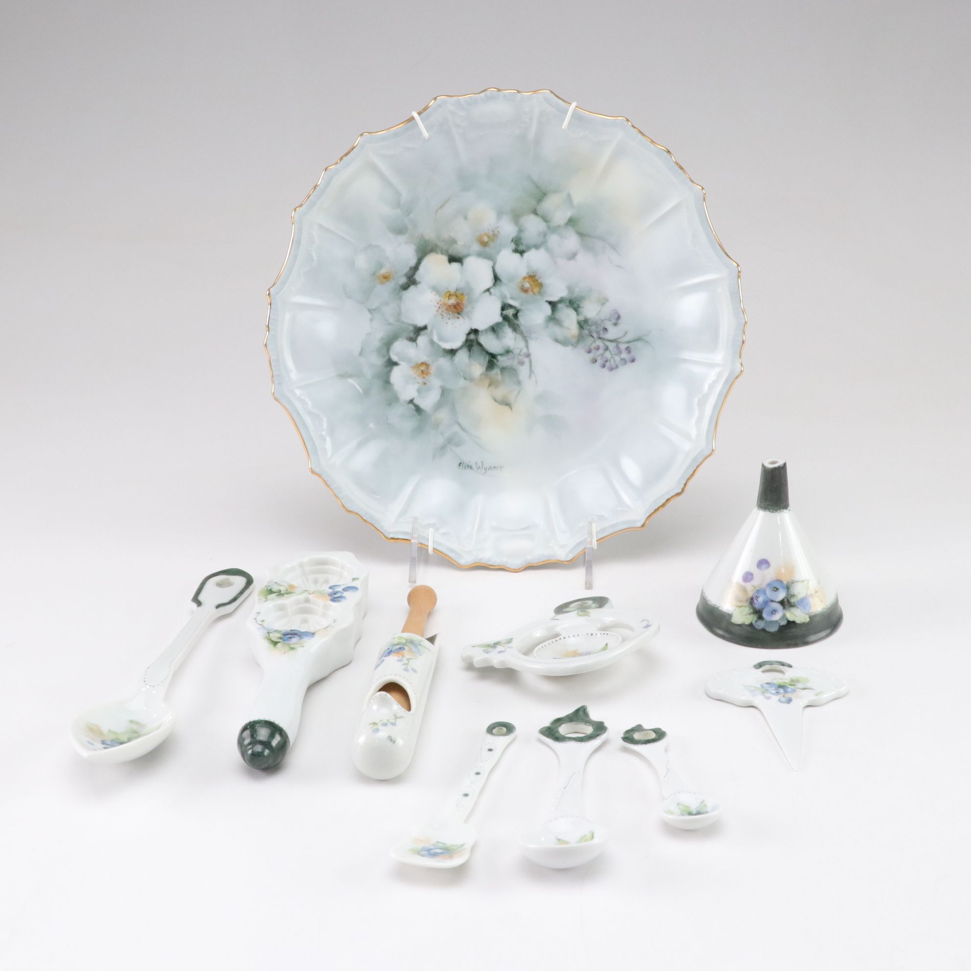 Hand-Painted Porcelain Spoon Set & Other Kitchen Tools