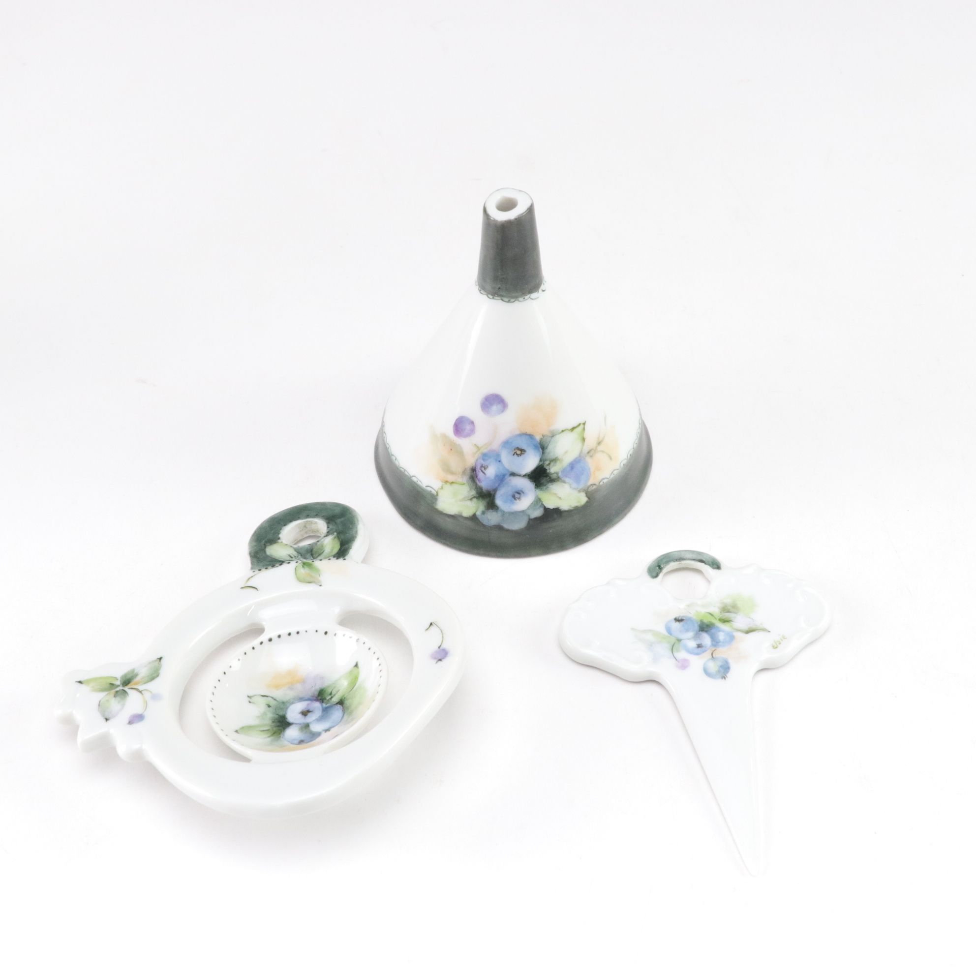 Hand-Painted Porcelain Spoon Set & Other Kitchen Tools