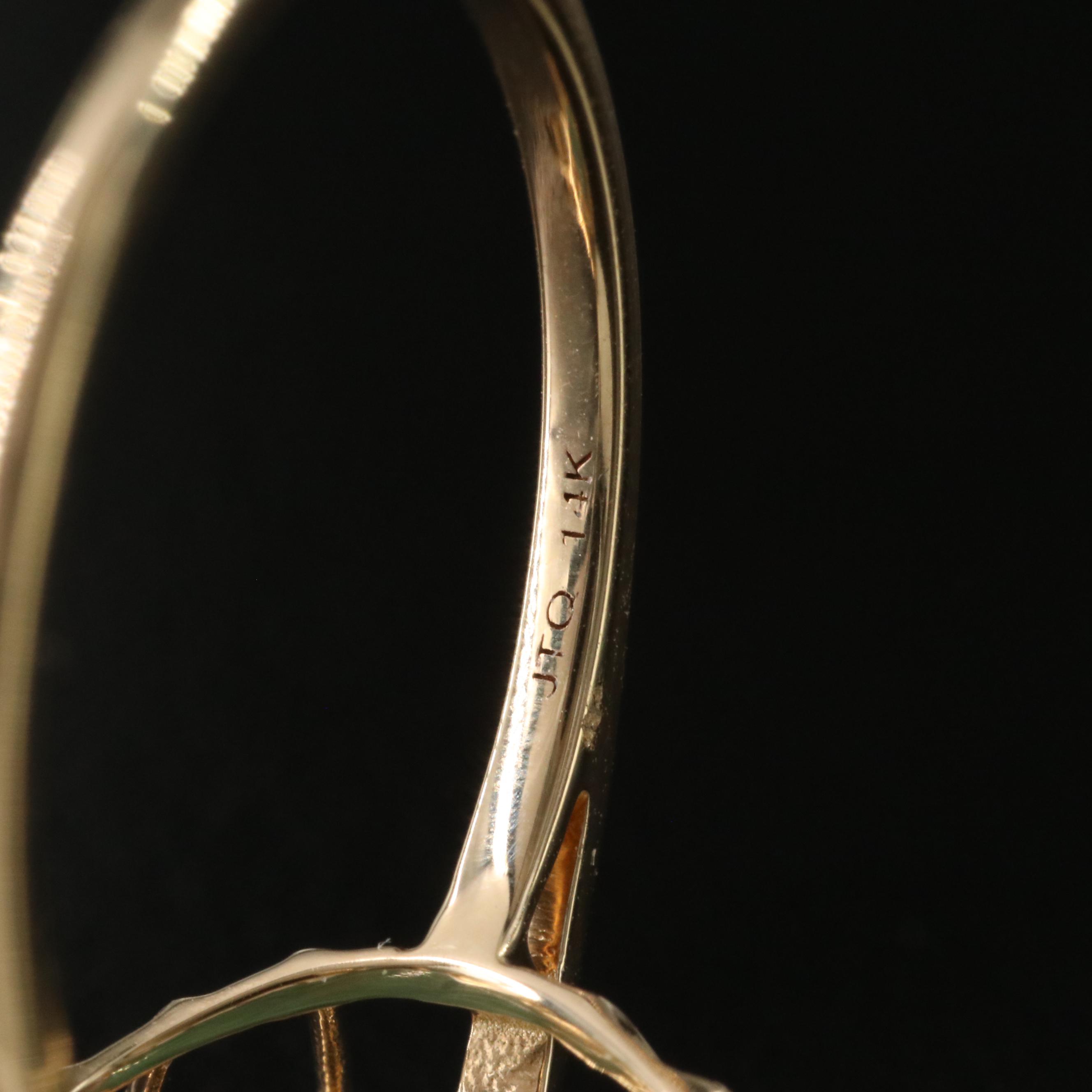 14K 3.02 CT Emerald and White Topaz Ring