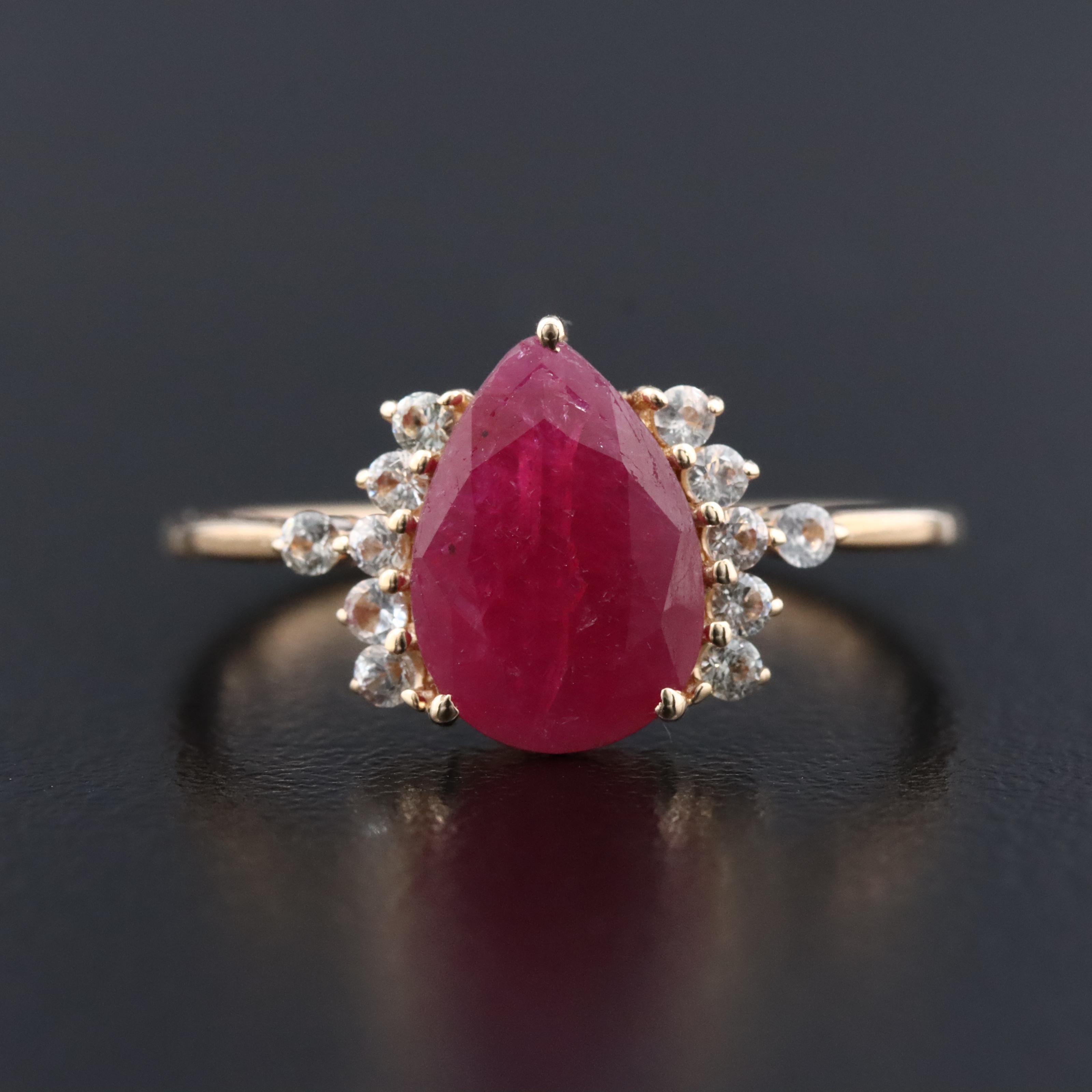 14K Filled Corundum and White Topaz Ring