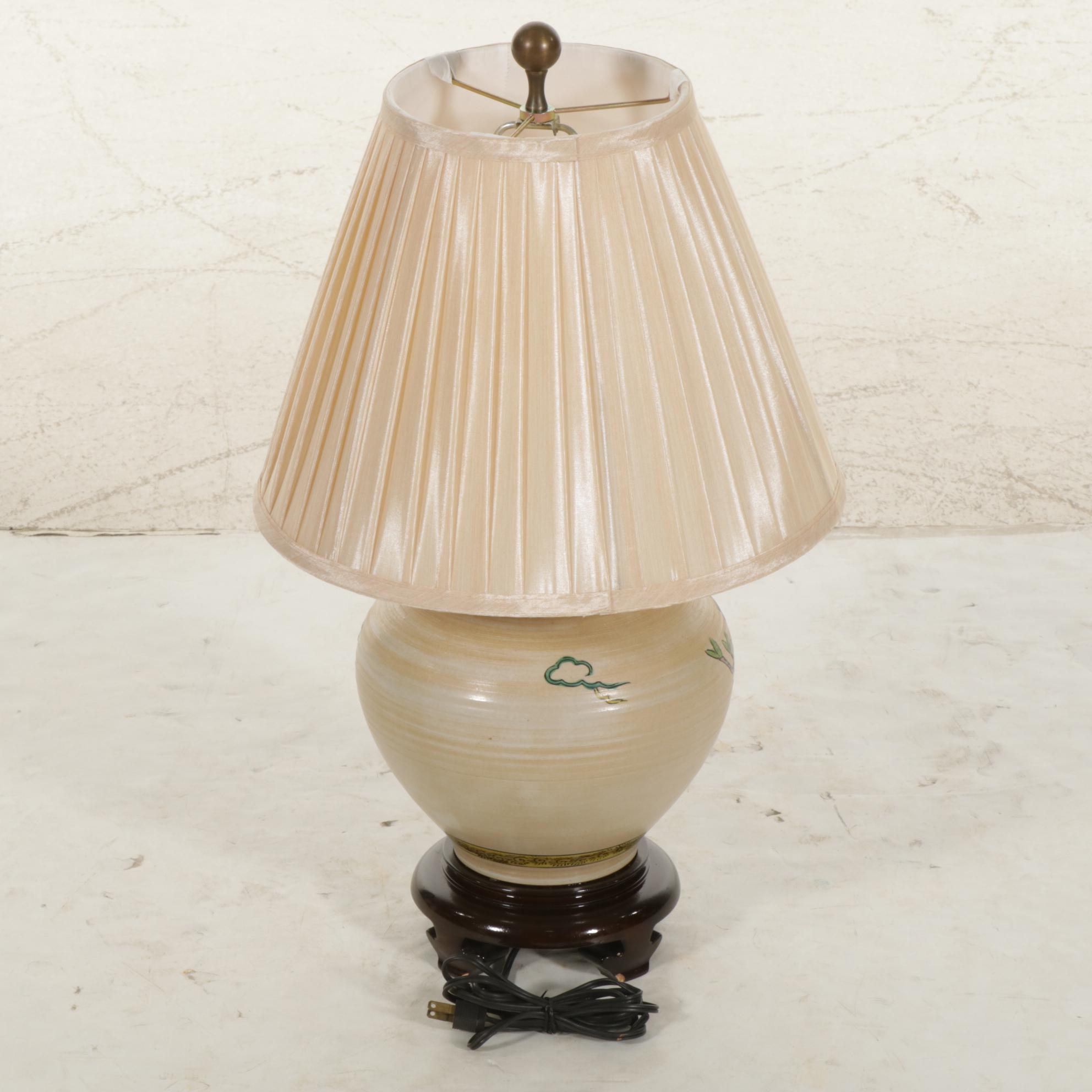 Wildwood Lamps Chinese Ginger Jar Table Lamp with Pleated Silk Shade
