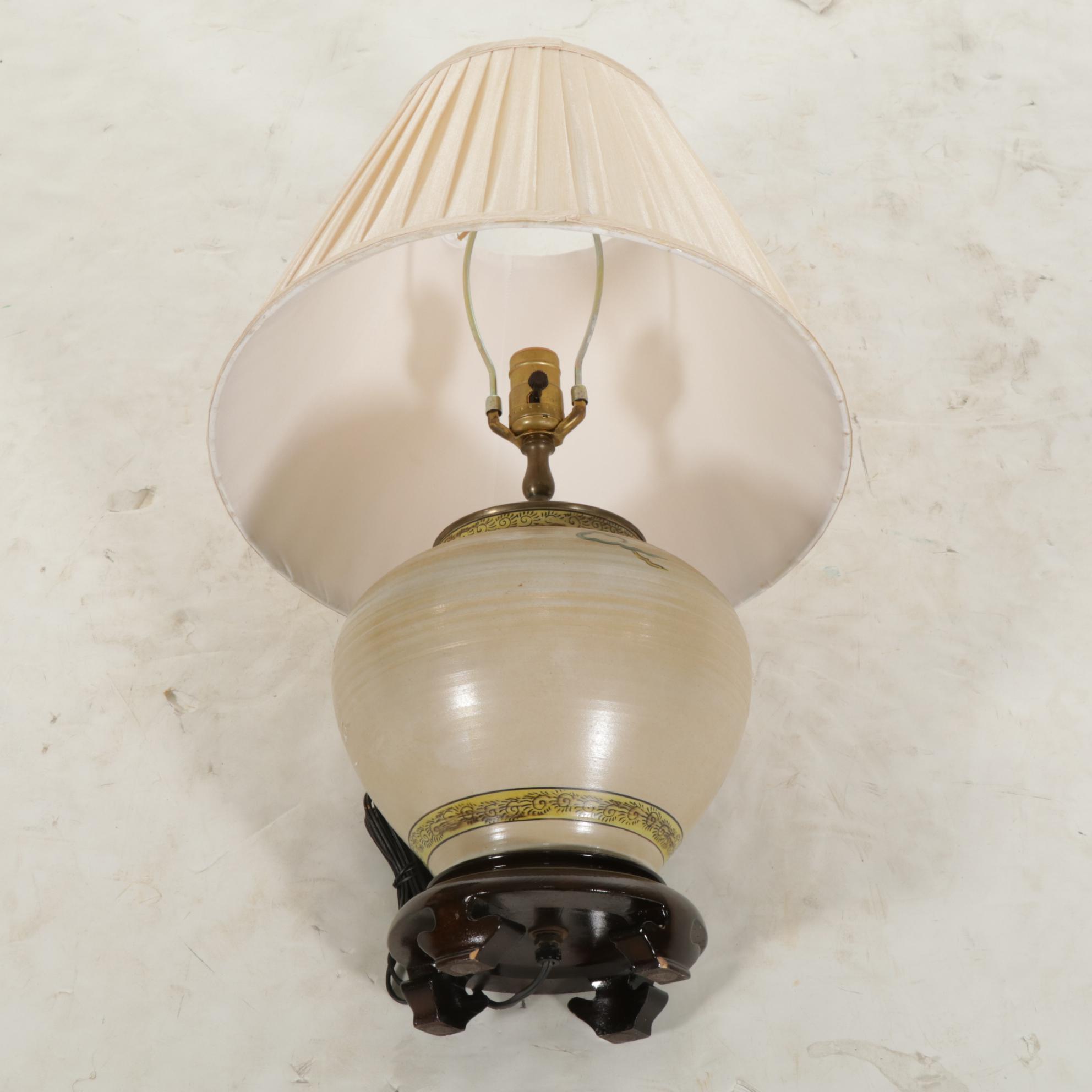 Wildwood Lamps Chinese Ginger Jar Table Lamp with Pleated Silk Shade