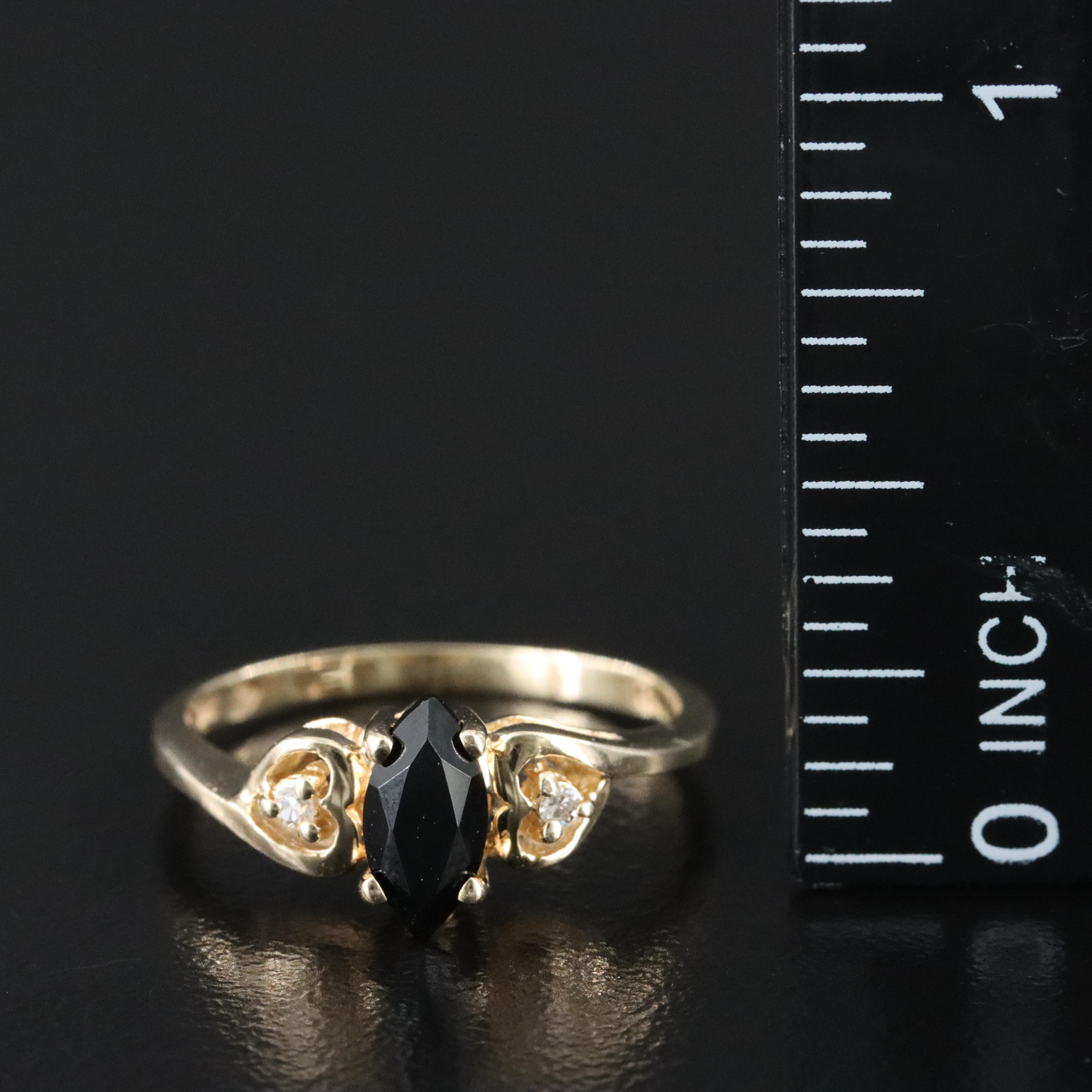 10K Black Onyx and Diamond Ring