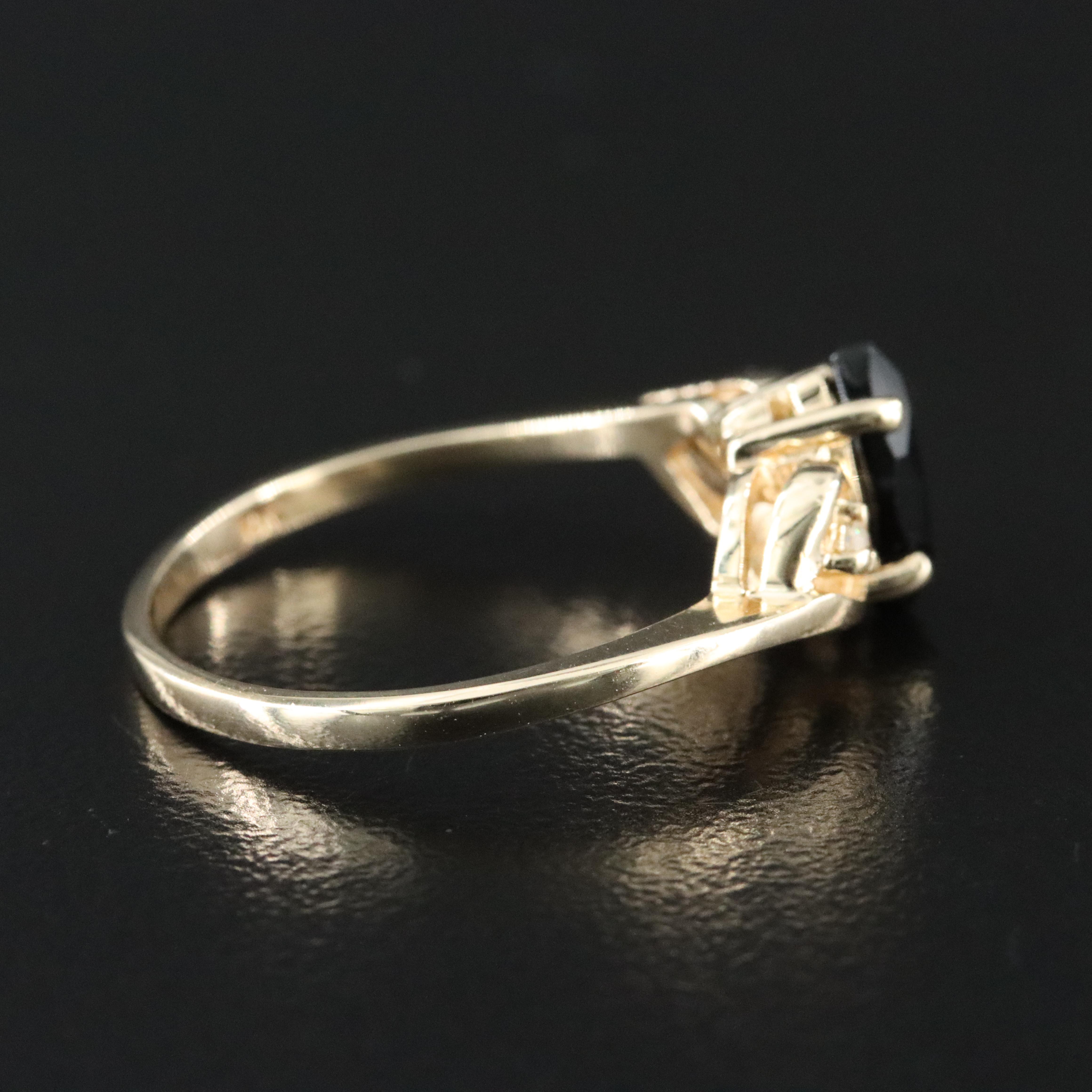 10K Black Onyx and Diamond Ring