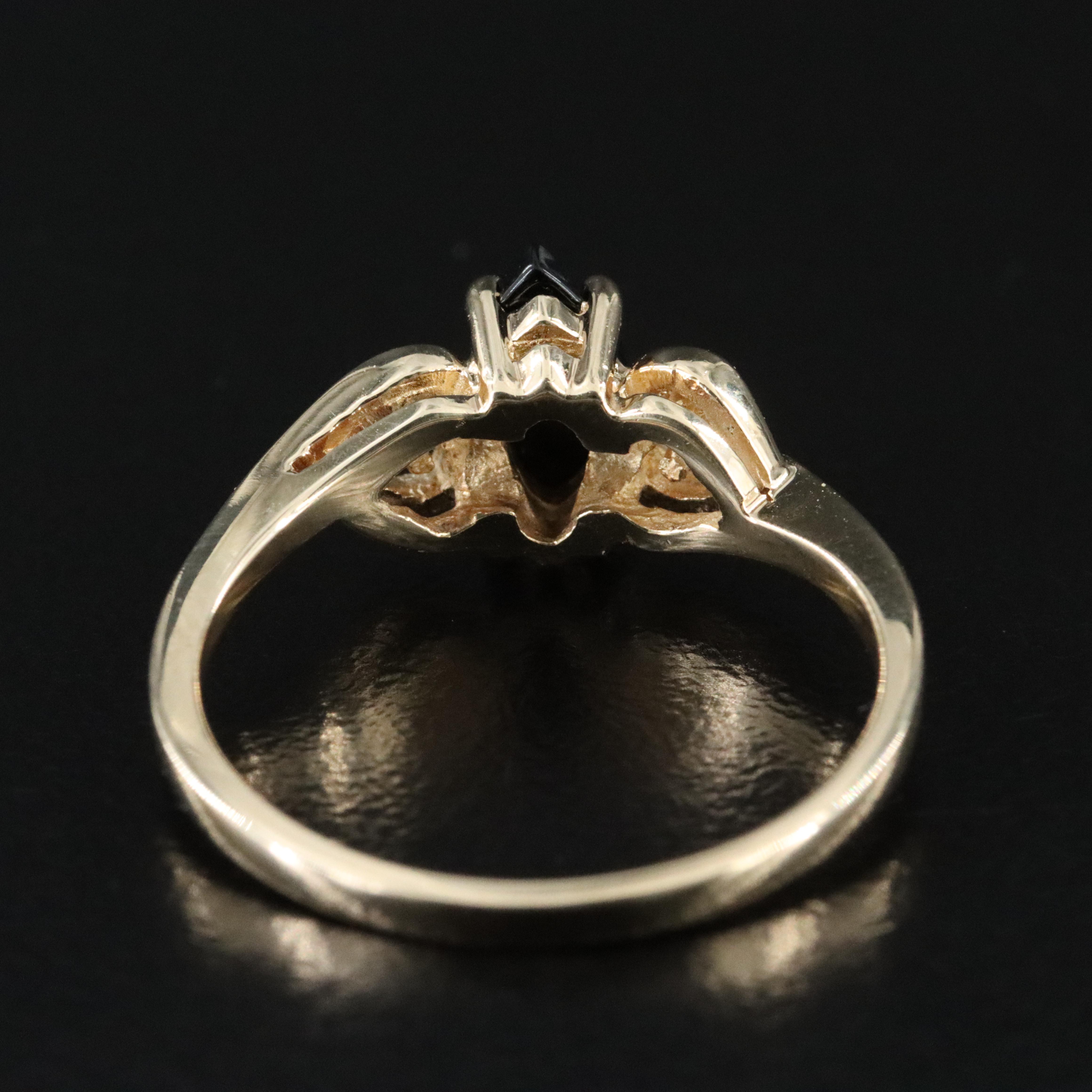 10K Black Onyx and Diamond Ring