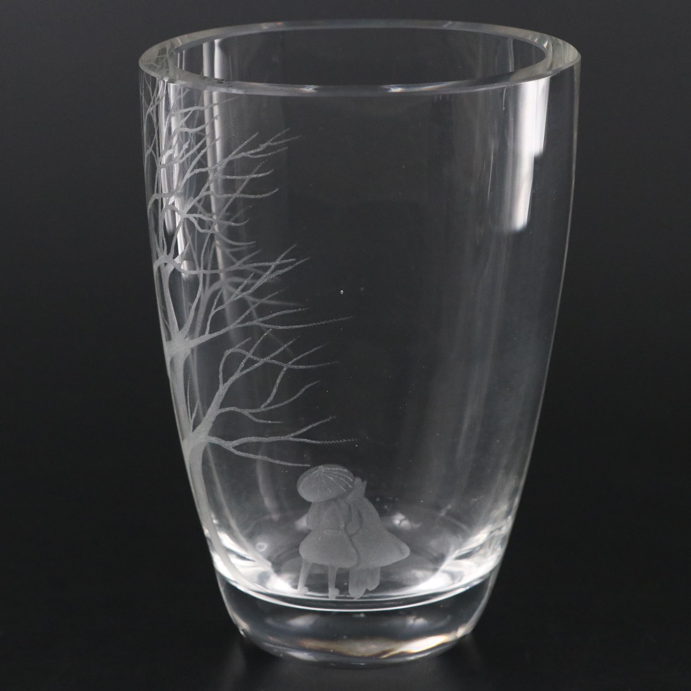 Steuben Art Glass Snail Creamer with Swedish Etched Crystal Vase