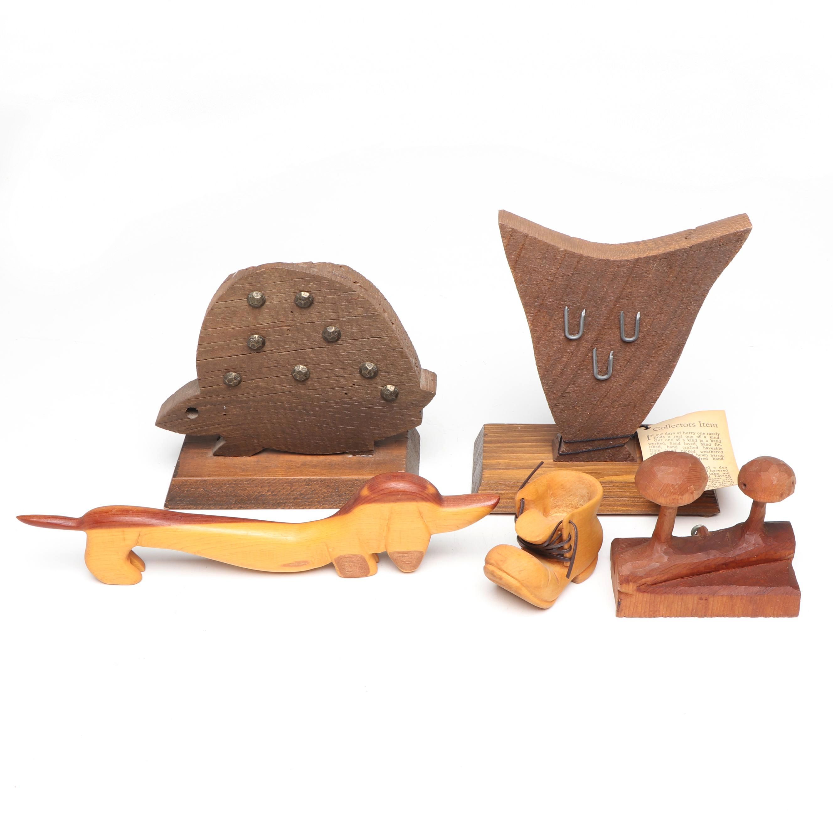 Carved Wooden Figurines and Décor, Mid to Late 20th Century