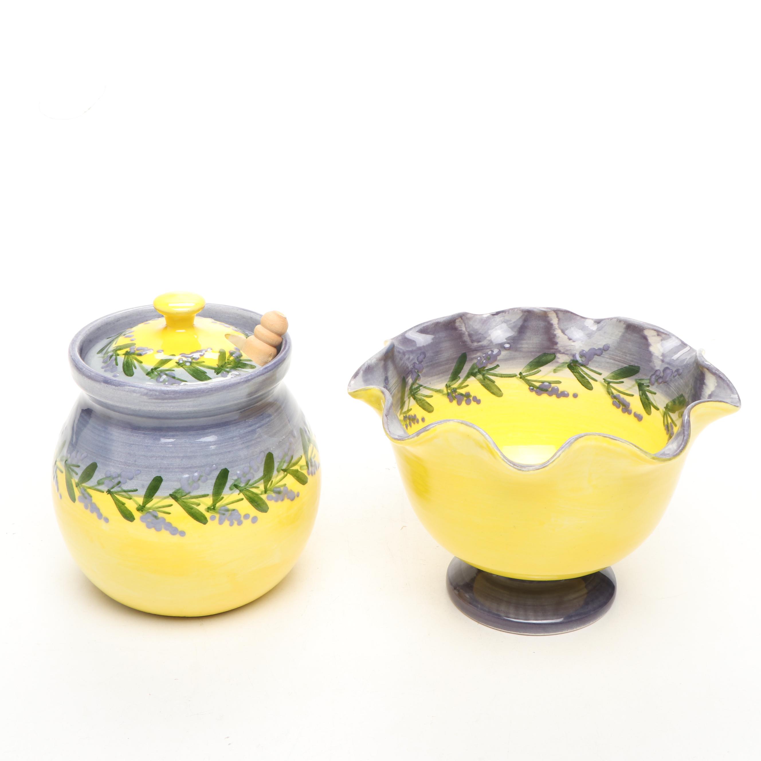 Atelier de Sade Hand-Painted Porcelain Honey Jar, Creamer, and More Tableware