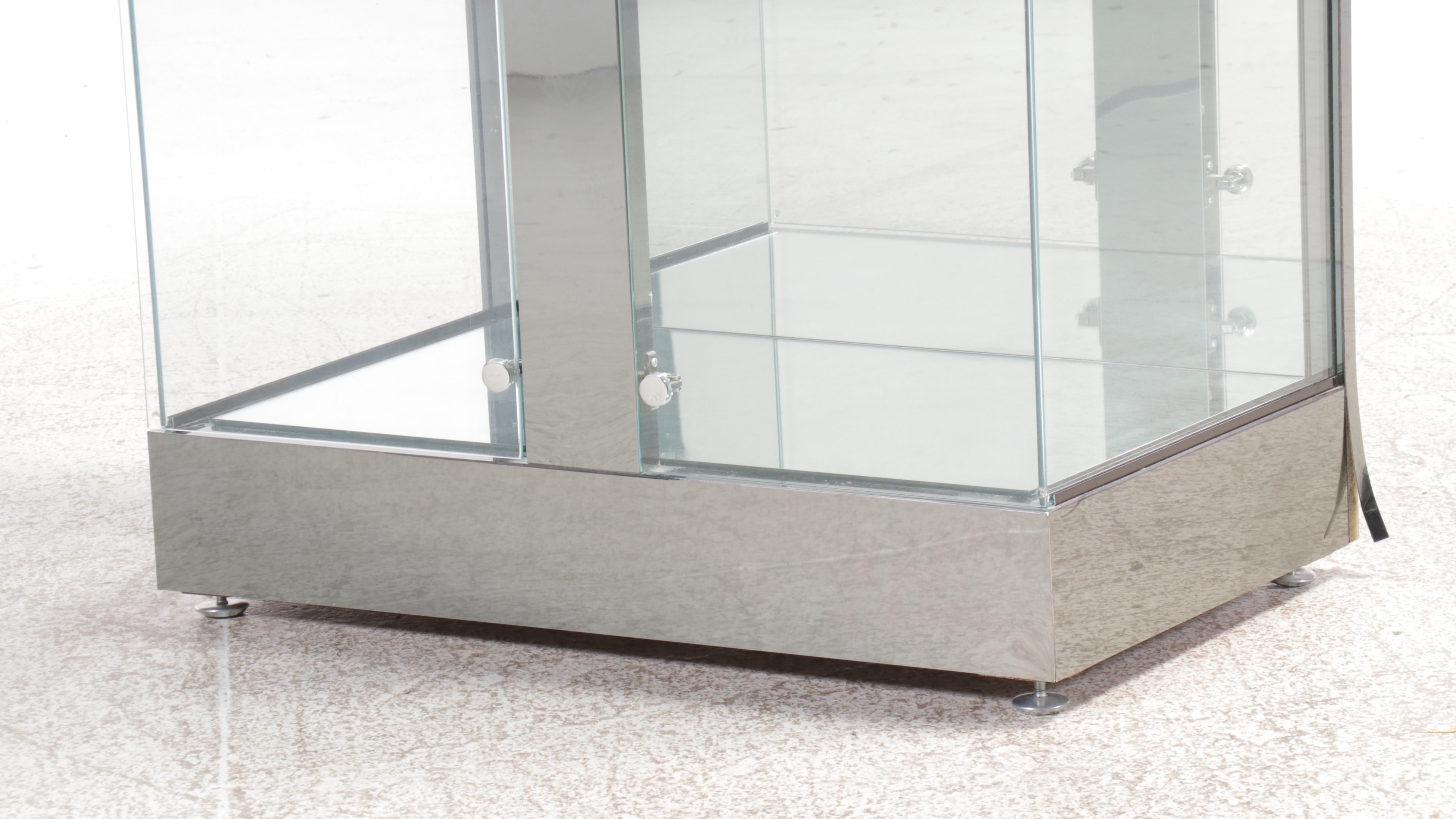 Postmodernist Chrome and Glass Modular Display Unit, Late 20th Century