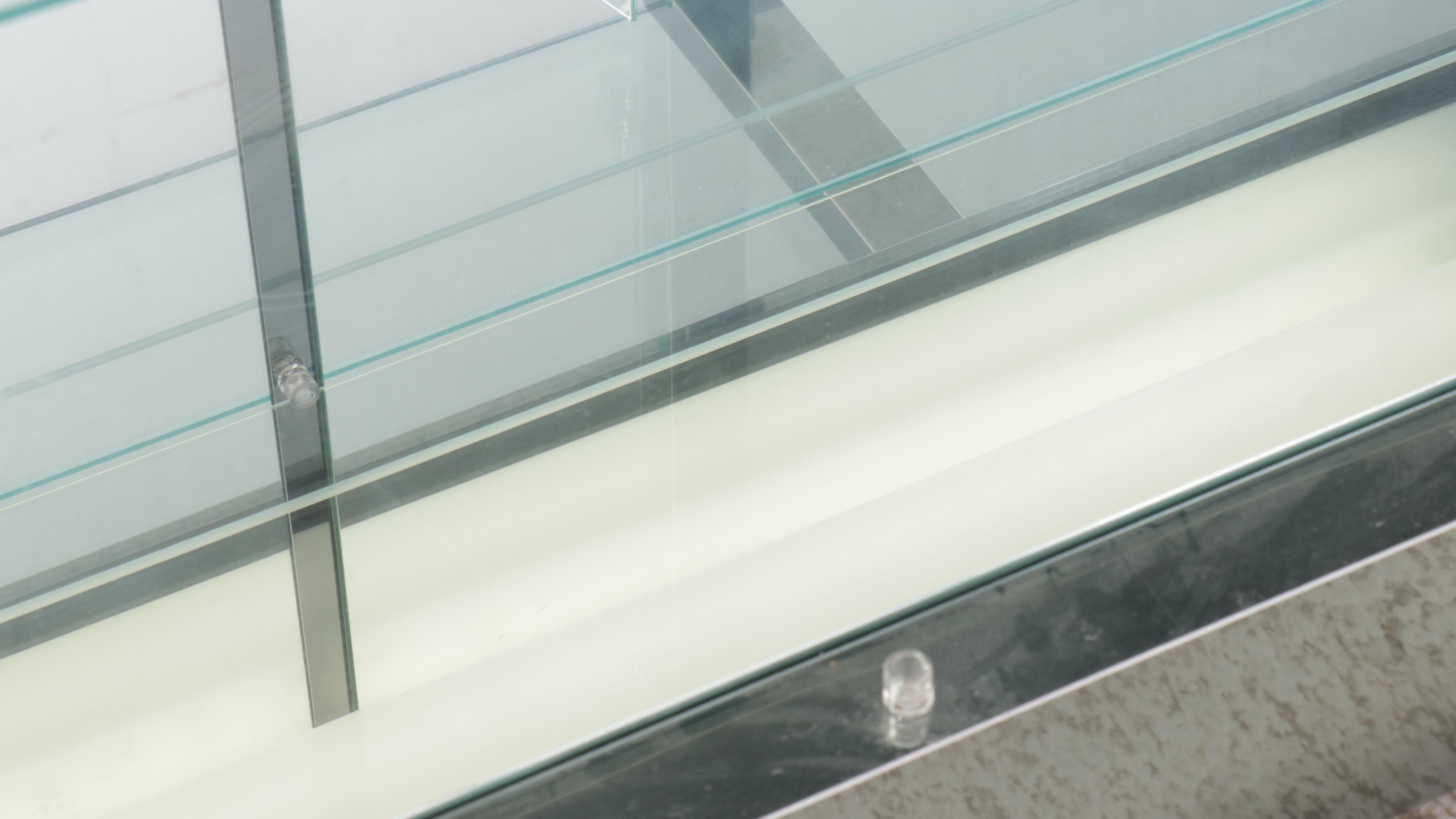 Postmodernist Chrome and Glass Modular Display Unit, Late 20th Century