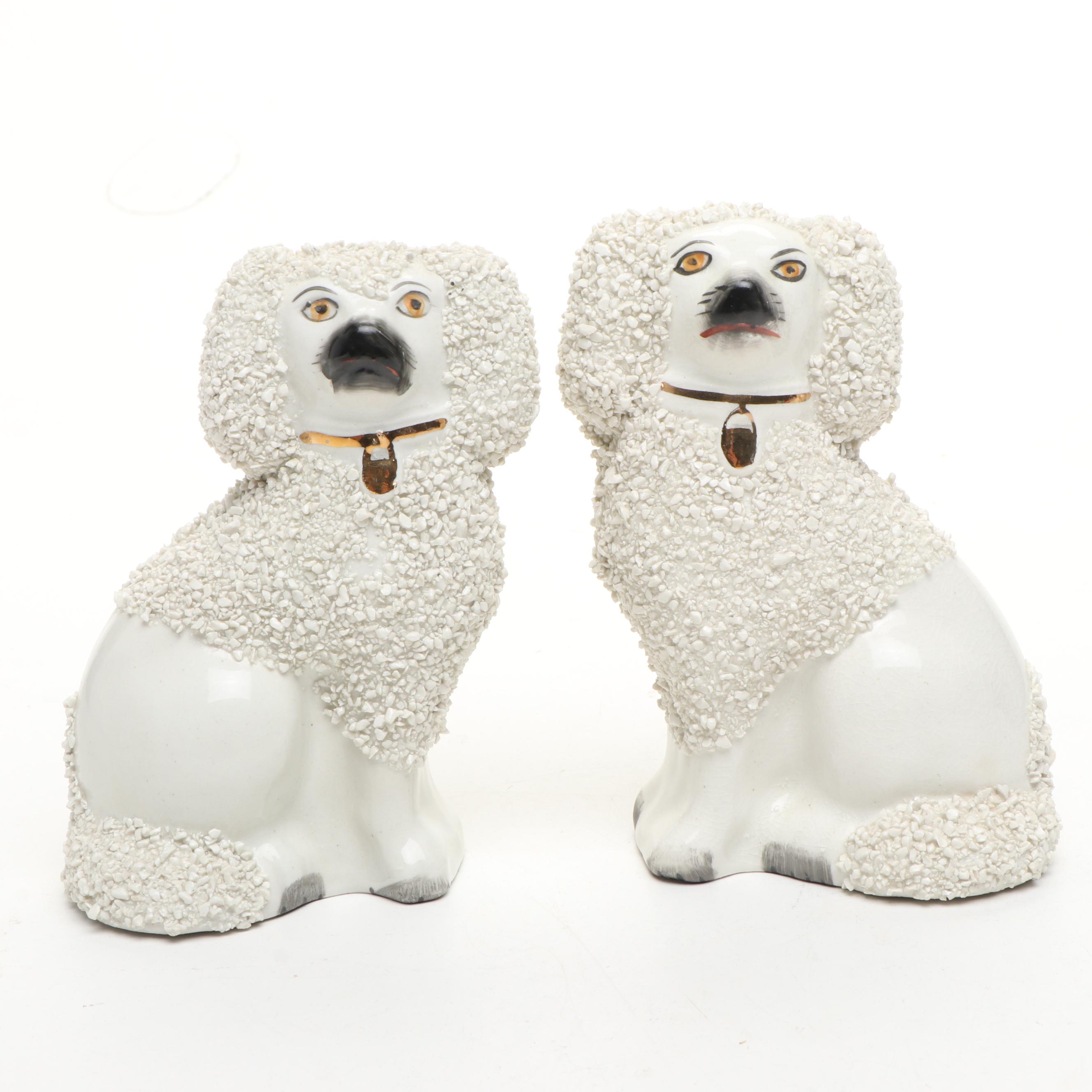Staffordshire Porcelain Confetti Poodles, Early 20th Century